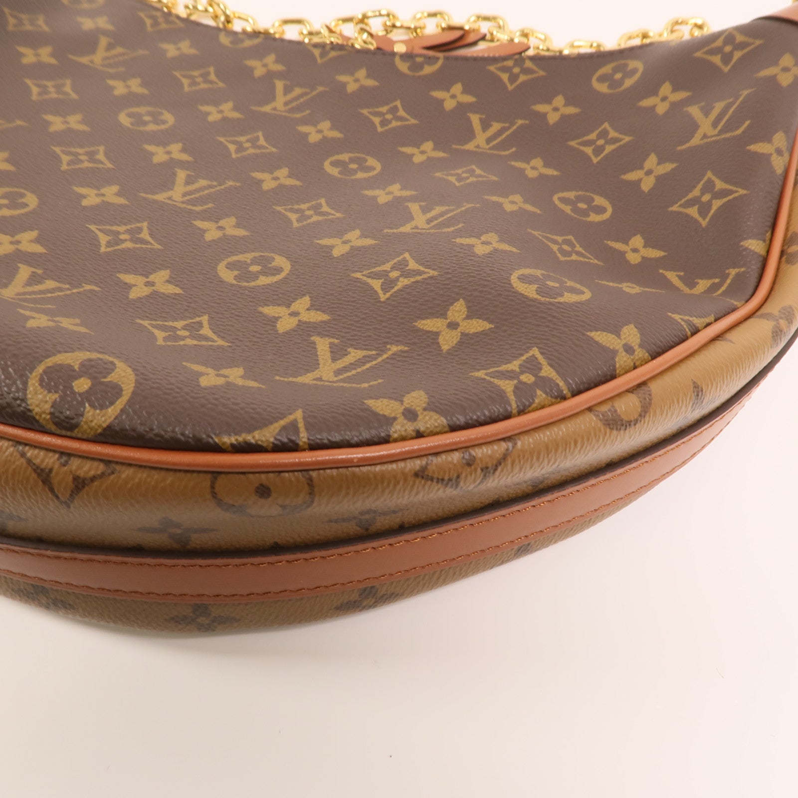 LOUIS VUITTON Monogram Reverse Loop Hobo金扣手挽肩背兩用袋