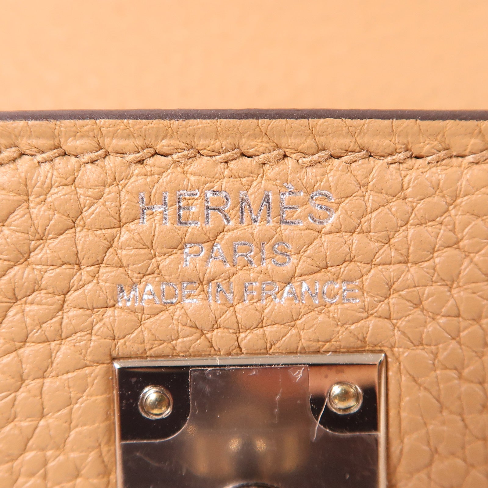 HERMES Togo皮革Kelly 25銀扣手挽肩背兩用袋Chai棕色