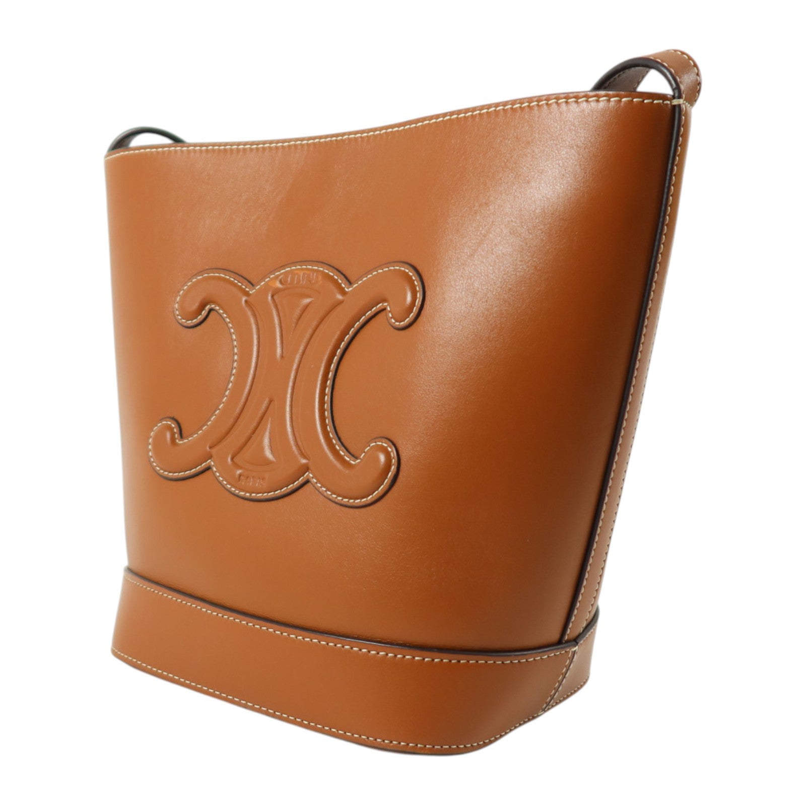 CELINE 牛皮皮革Small Cuir Triomphe Bucket金扣肩背袋