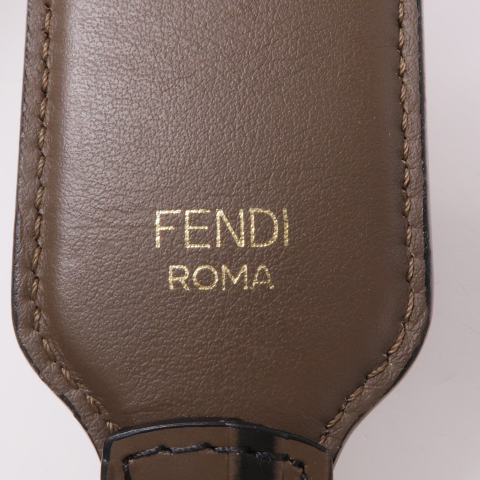 FENDI GHW Shoulder Strap Calfskin Leather Brown