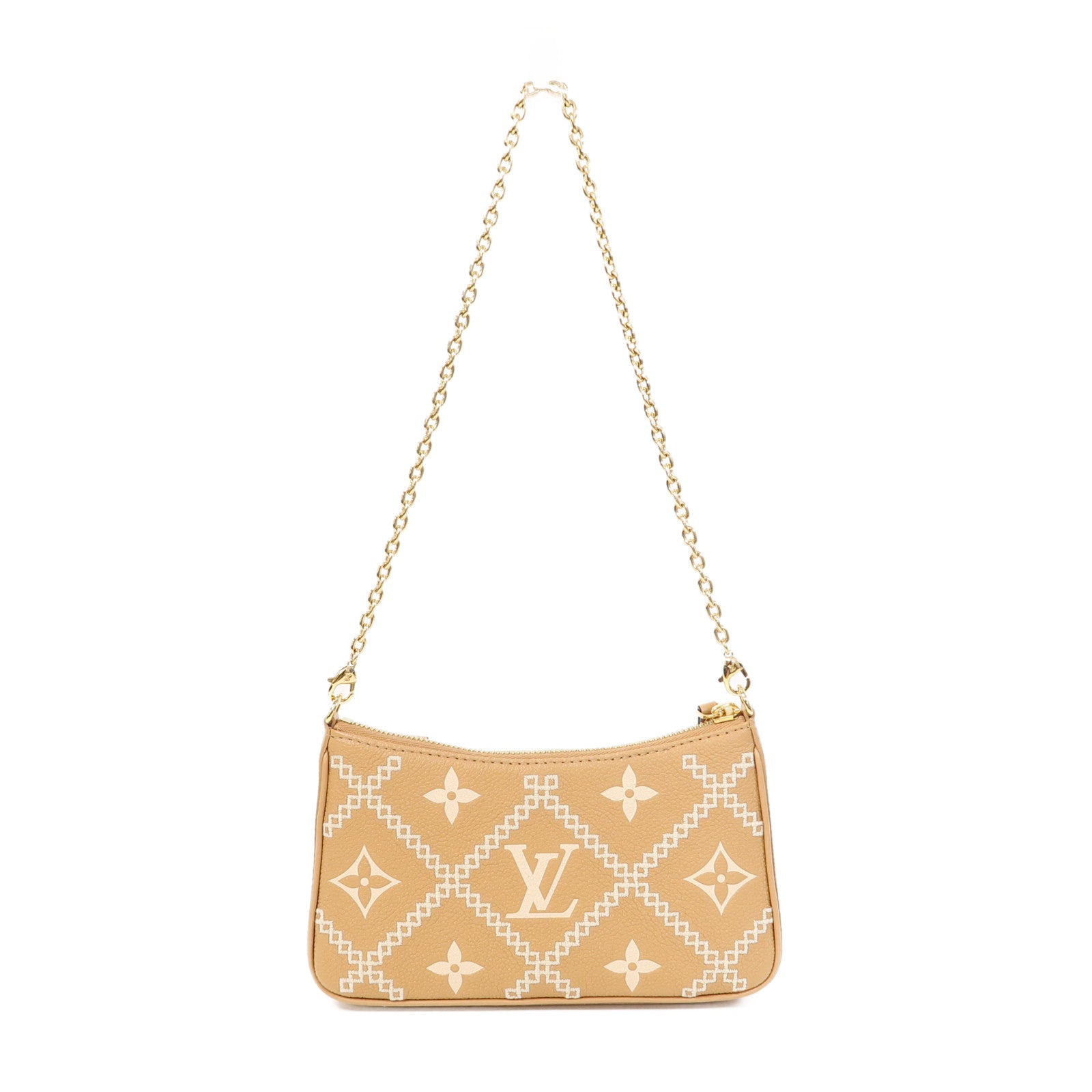 LOUIS VUITTON Monogram Empreinte Easy Pouch On Strap金扣肩背袋米色