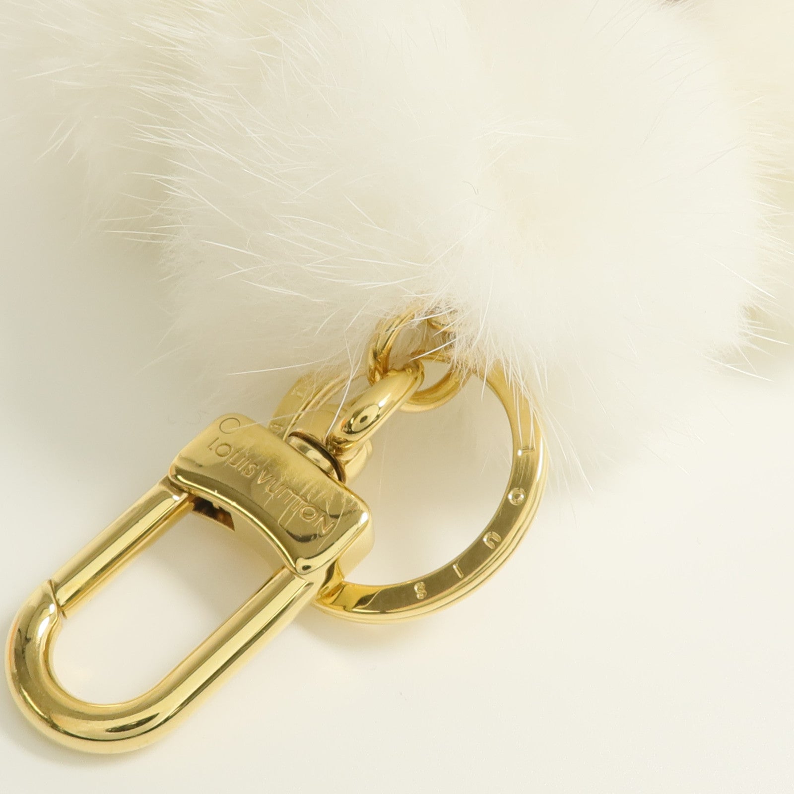 LOUIS VUITTON 貂皮/皮革Vivienne Fur Key Holder金扣鎖匙扣