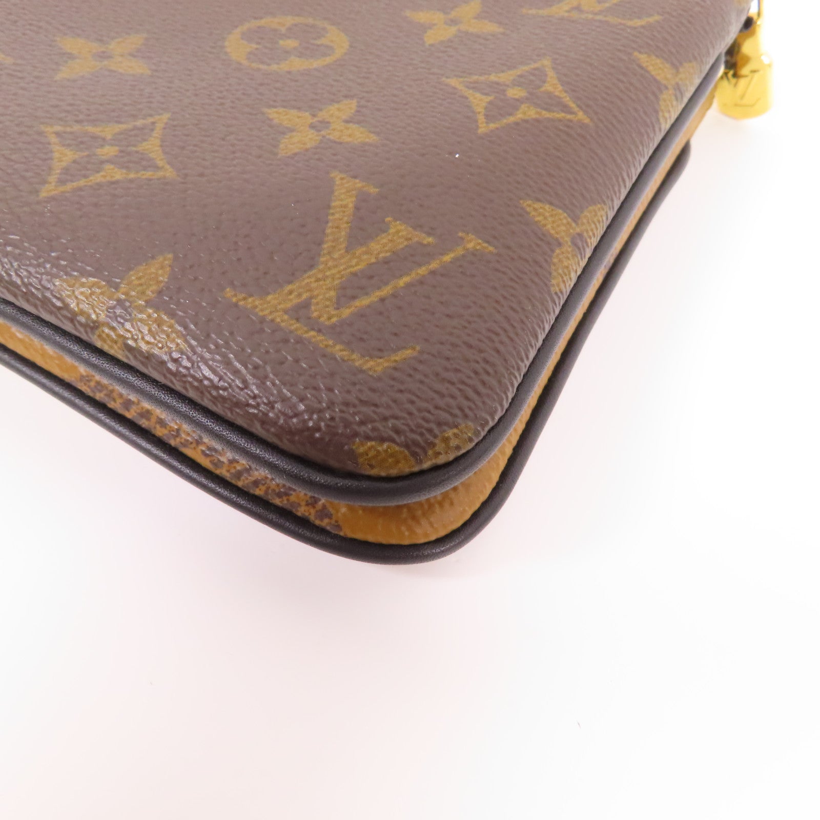 LOUIS VUITTON LV GHW Double Zip Pochette Shoulder Bag M69203 Monogram Reverse