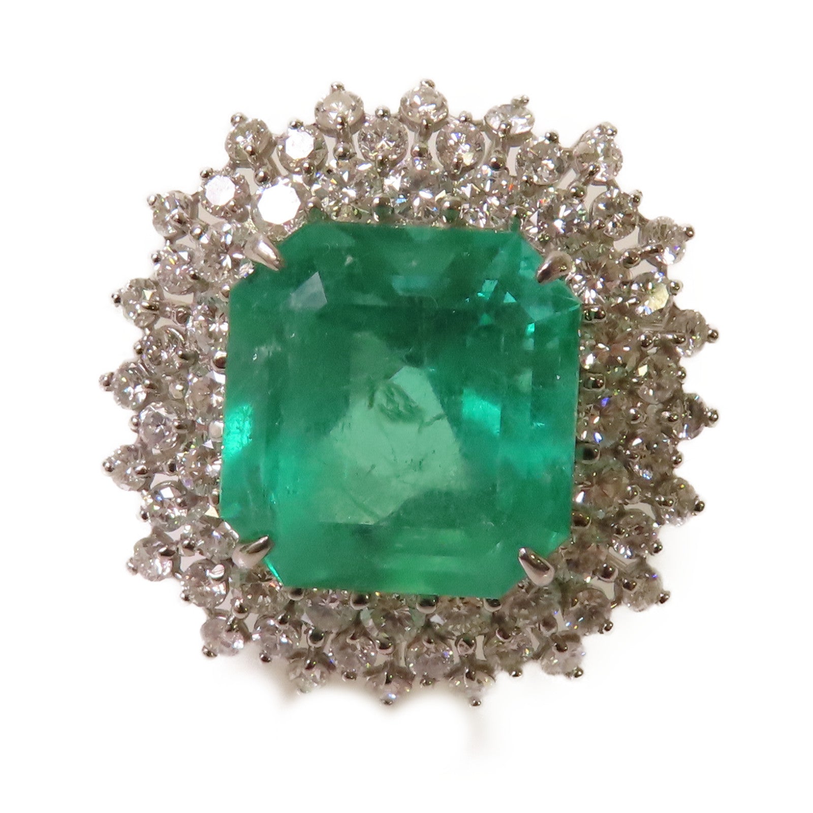 JEWELRY 【激減優惠】PT950鉑金/16.176ct綠寶石/3.94ct鑽石Emerald Ring戒指US#5.75