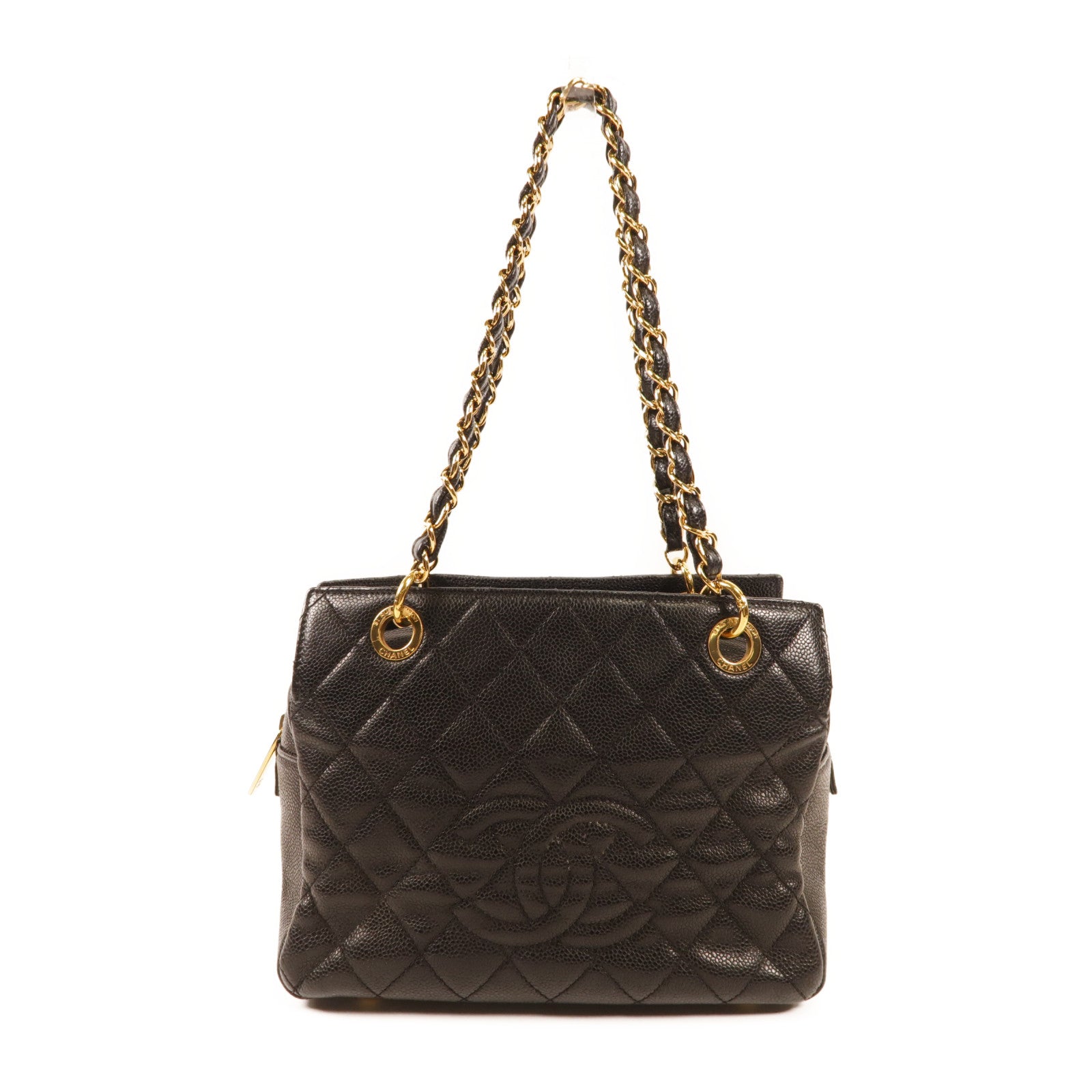 CHANEL 牛皮皮革Tote Bag金扣肩背袋