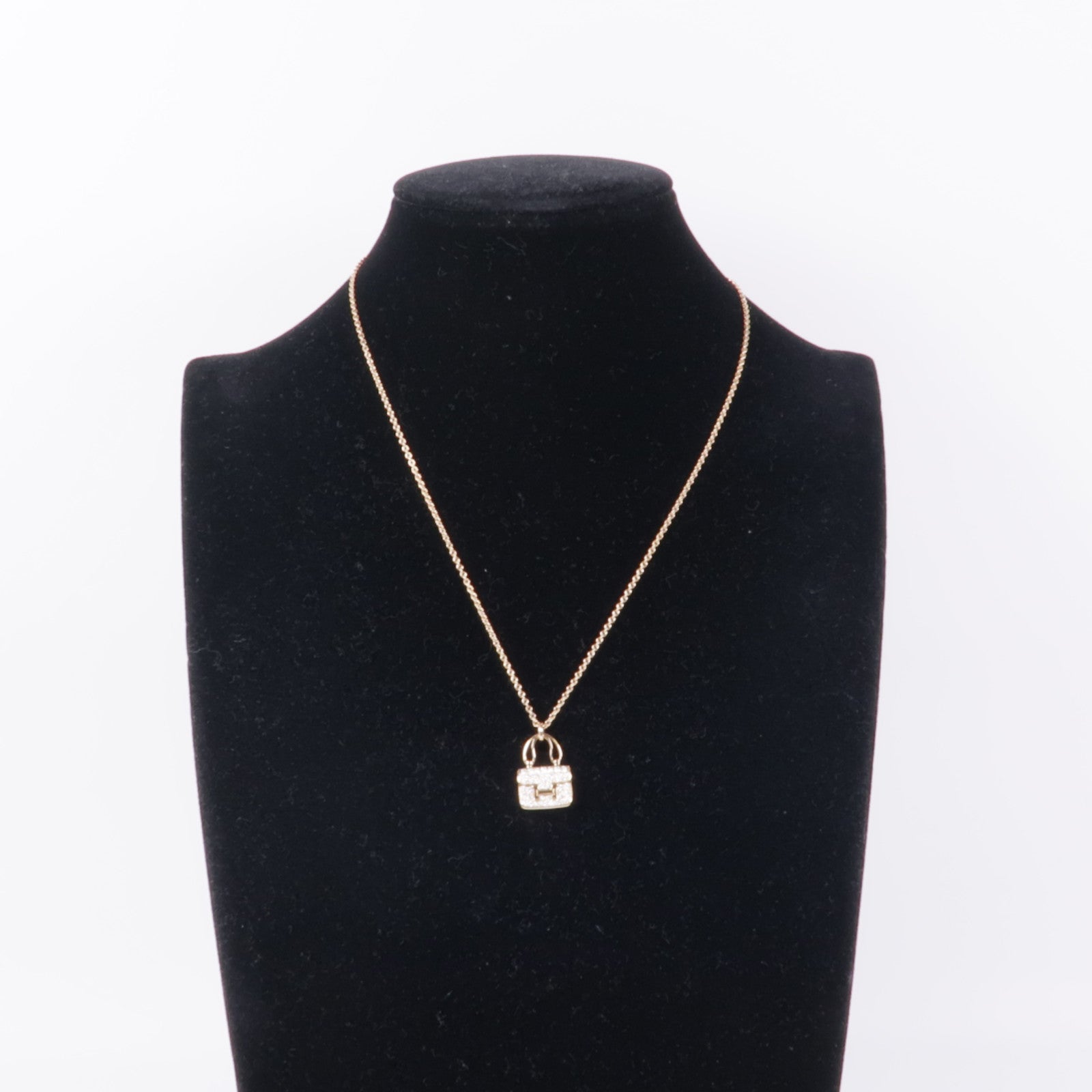 HERMES 18K玫瑰金Amulettes Constance Pendant鑽石項鍊