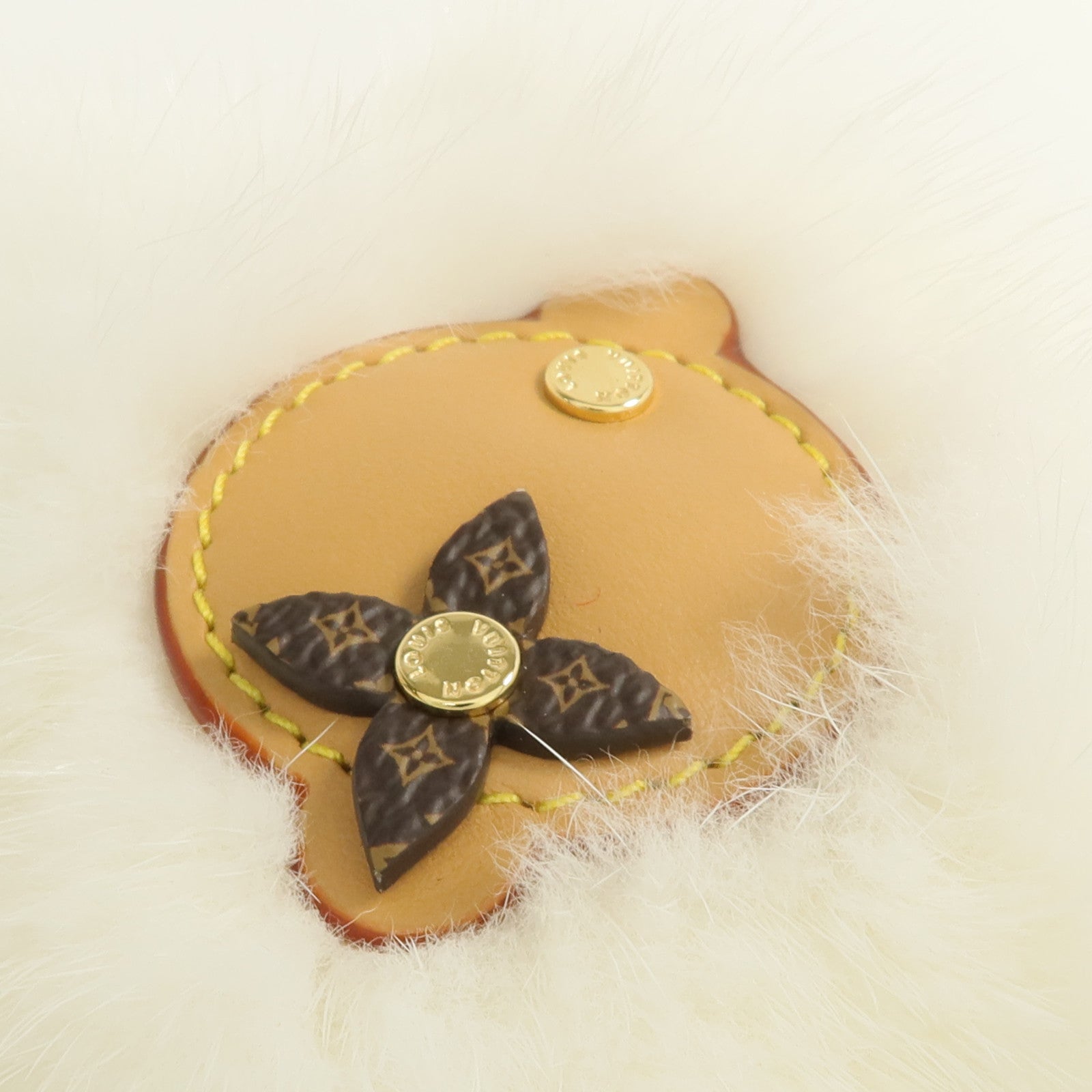 LOUIS VUITTON 貂皮/皮革Vivienne Fur Key Holder金扣鎖匙扣