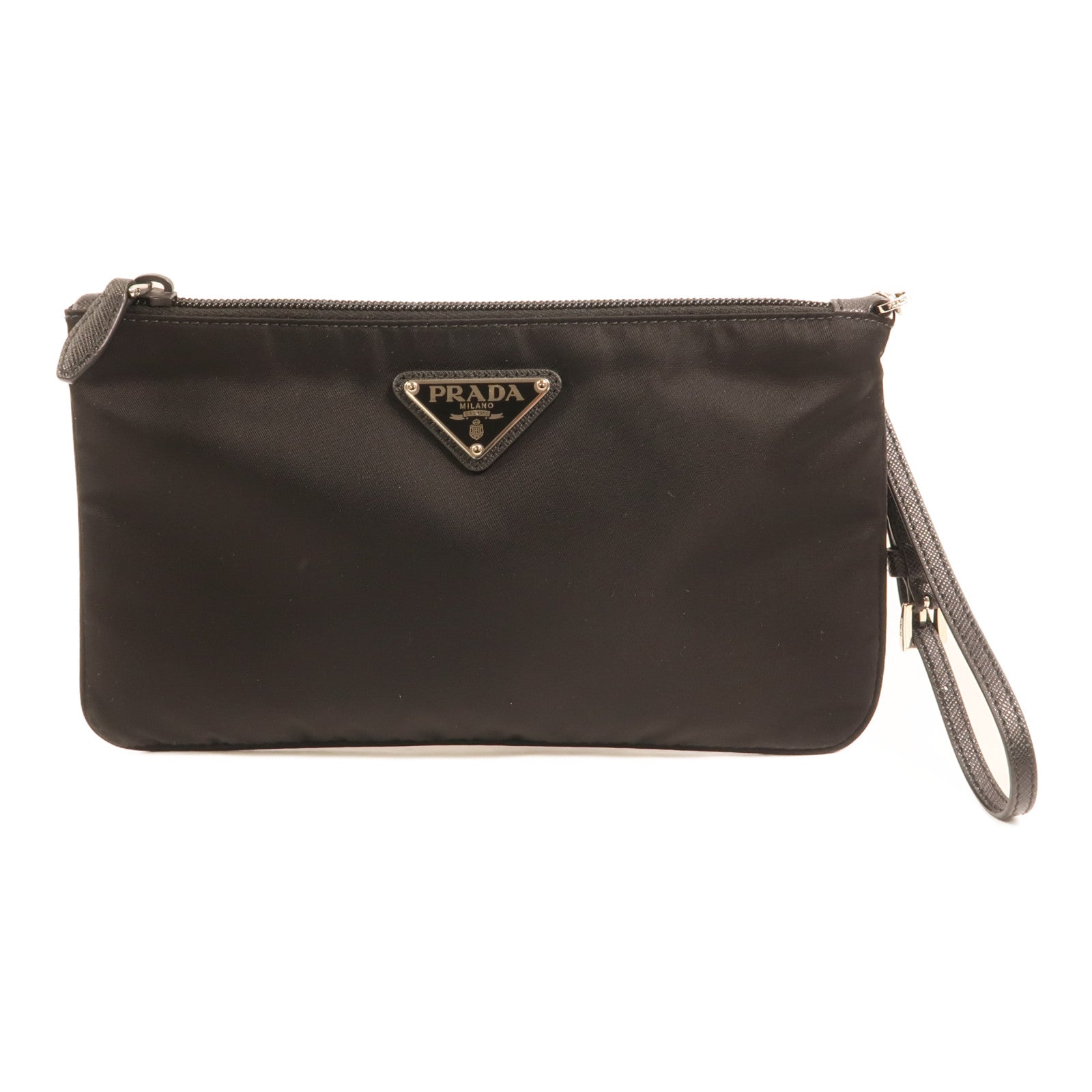 PRADA 尼龍Pouch銀扣手拿包