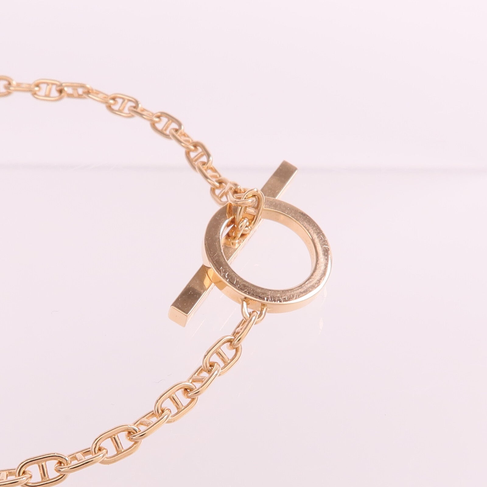 HERMES 18K玫瑰金Chaine d'ancre Contour Bracelet鑽石手鏈