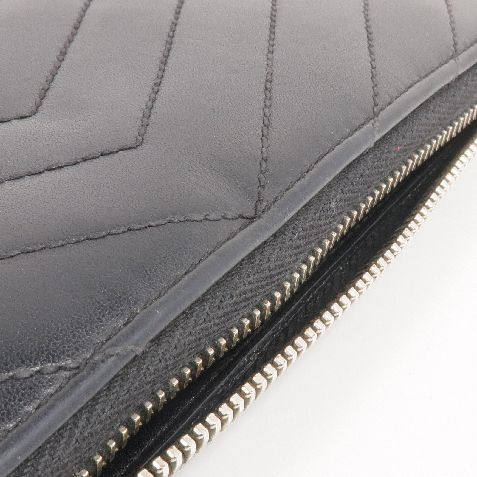 SAINT LAURENT 皮革Long Zipper Wallet銀扣長錢包