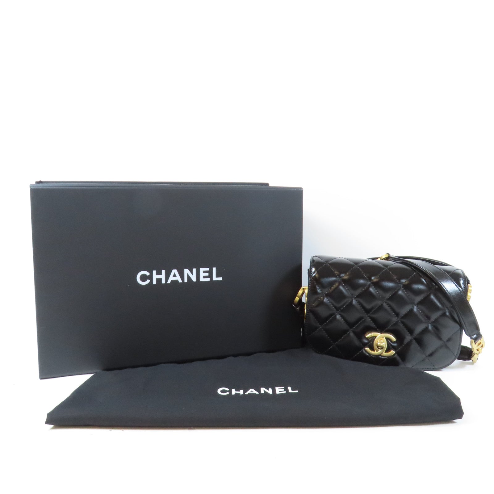 CHANEL 【激減優惠】菱格牛皮皮革Coco Mark Flap金扣肩背袋黑色