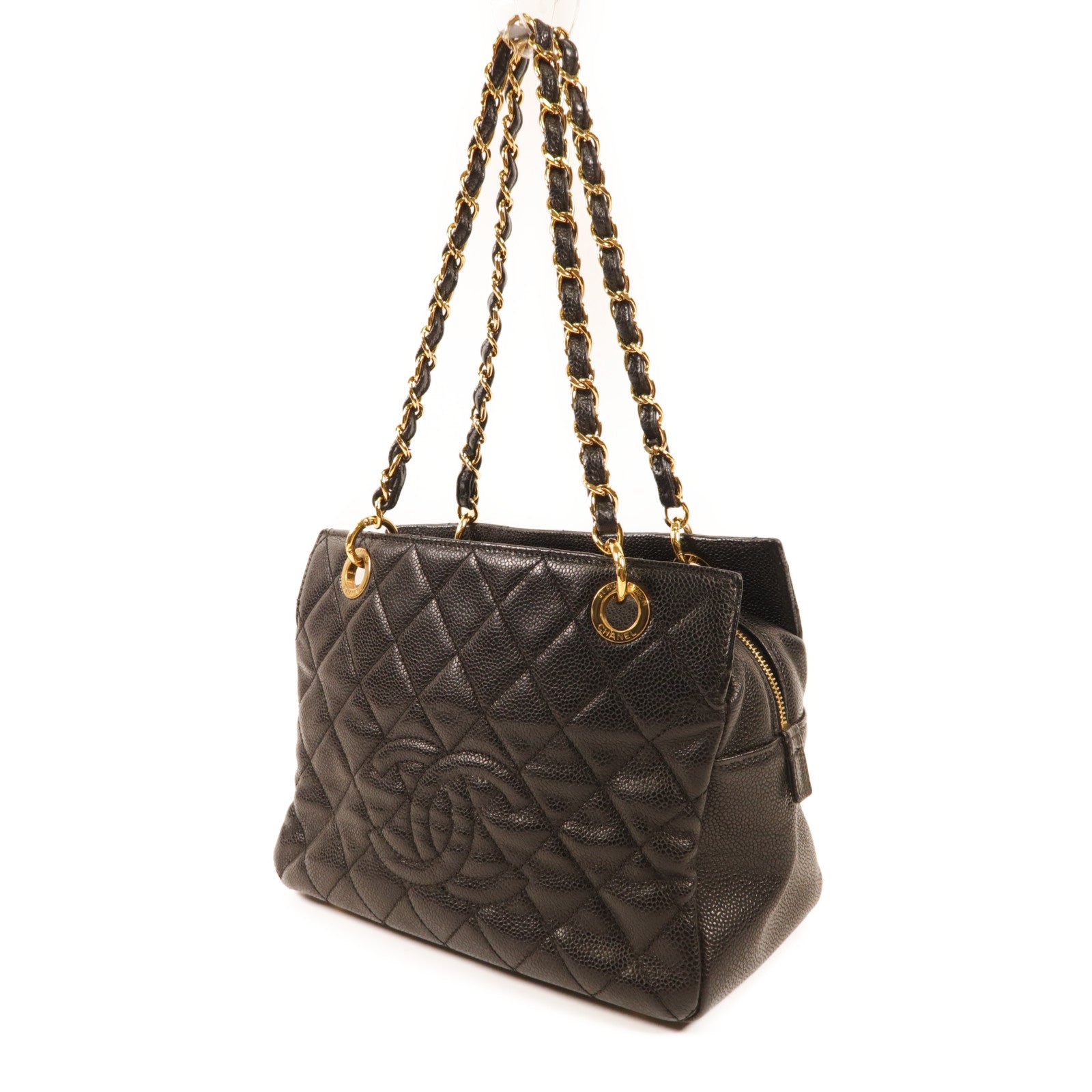 CHANEL 牛皮皮革Tote Bag金扣肩背袋
