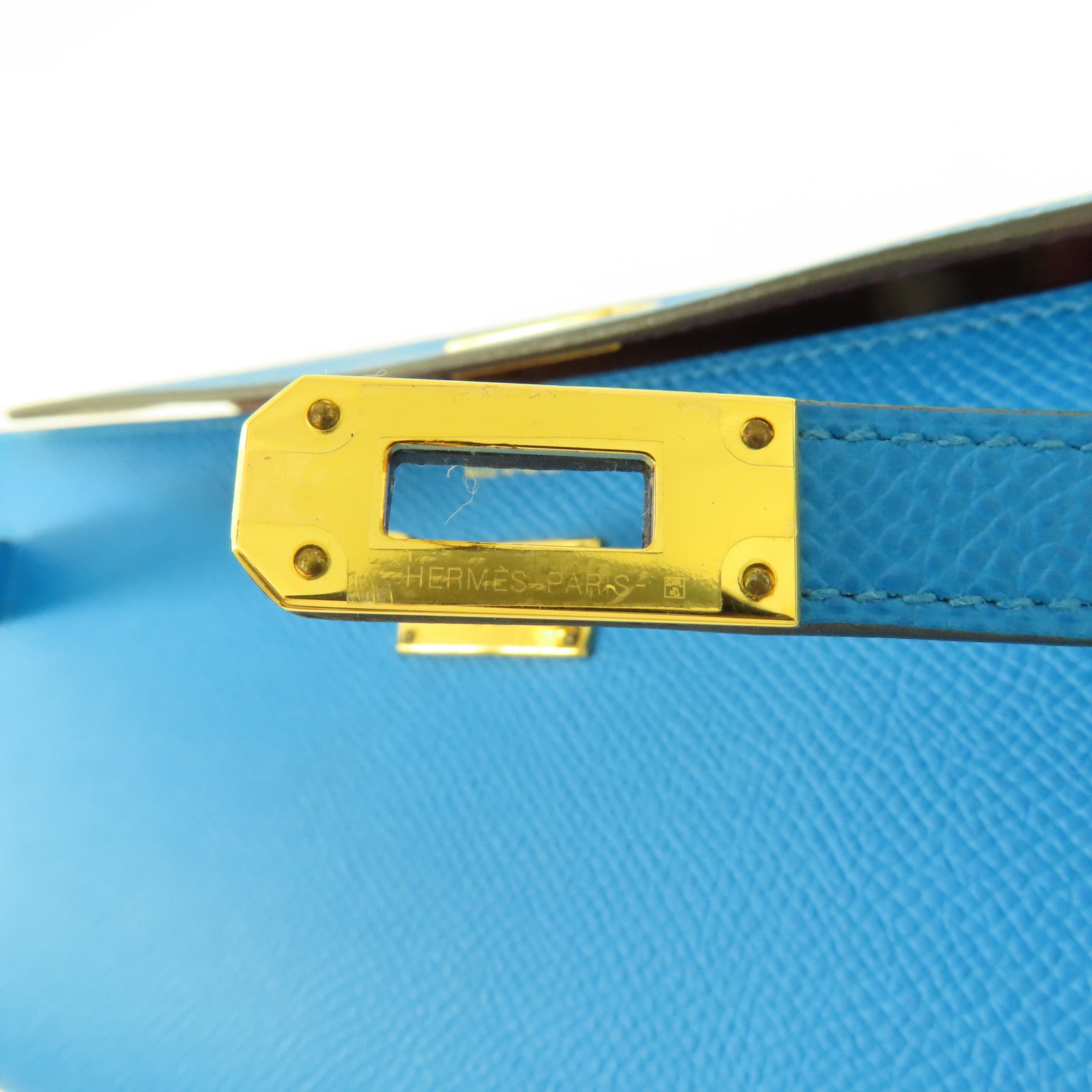 HERMES Epsom皮革Kelly To Go金扣肩背袋Blue Zanzibar