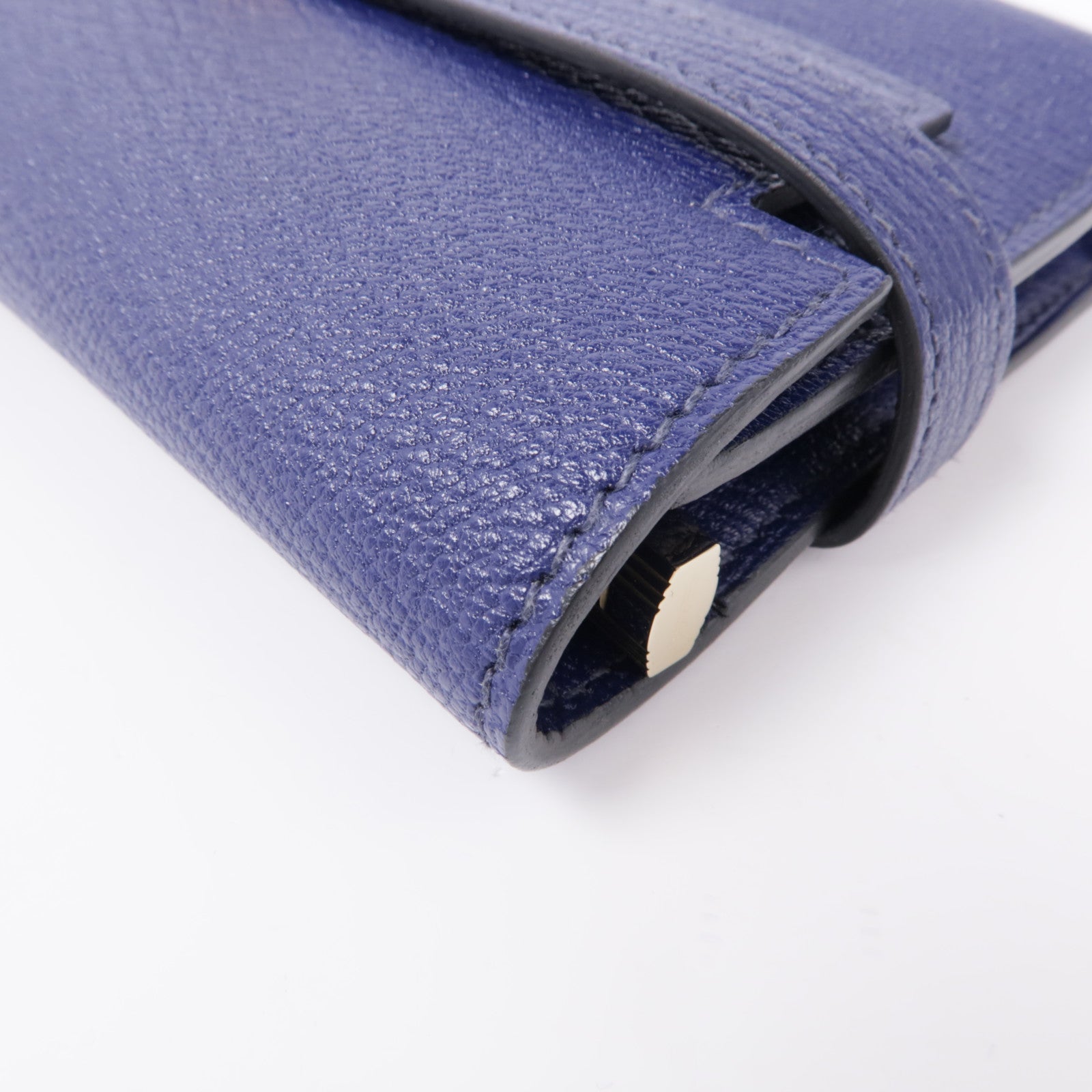 HERMES Chevre皮革Kelly Wallet錢包Bleu Encre
