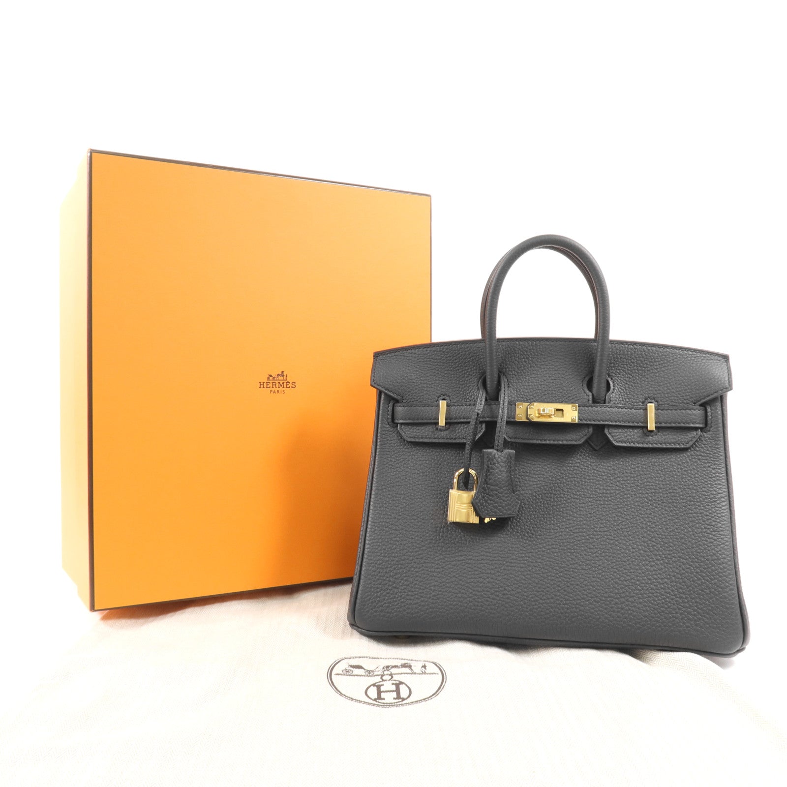 HERMES Togo皮革Birkin 25金扣手挽袋Plomb
