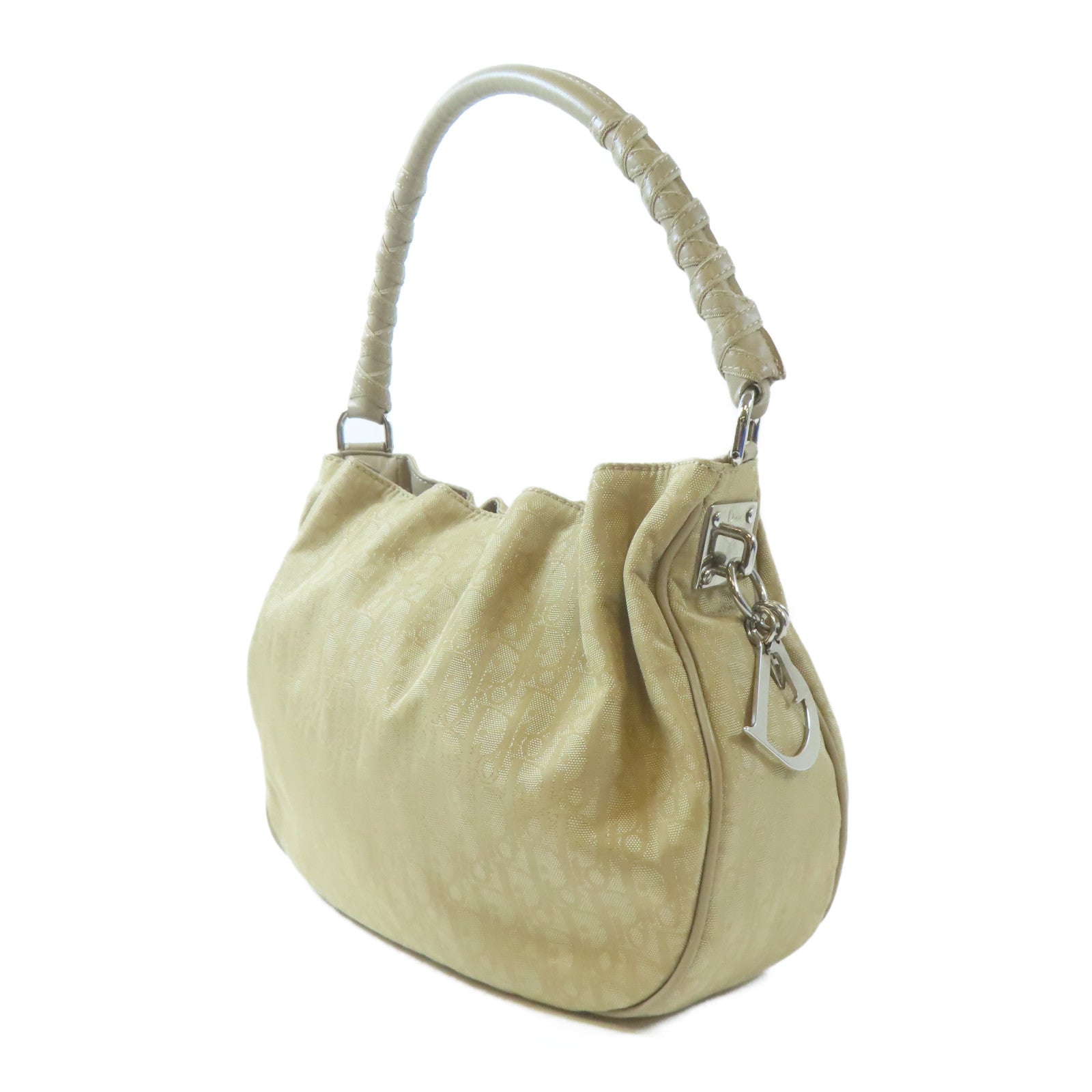 Dior 帆布Shoulder Bag銀扣肩背袋米色