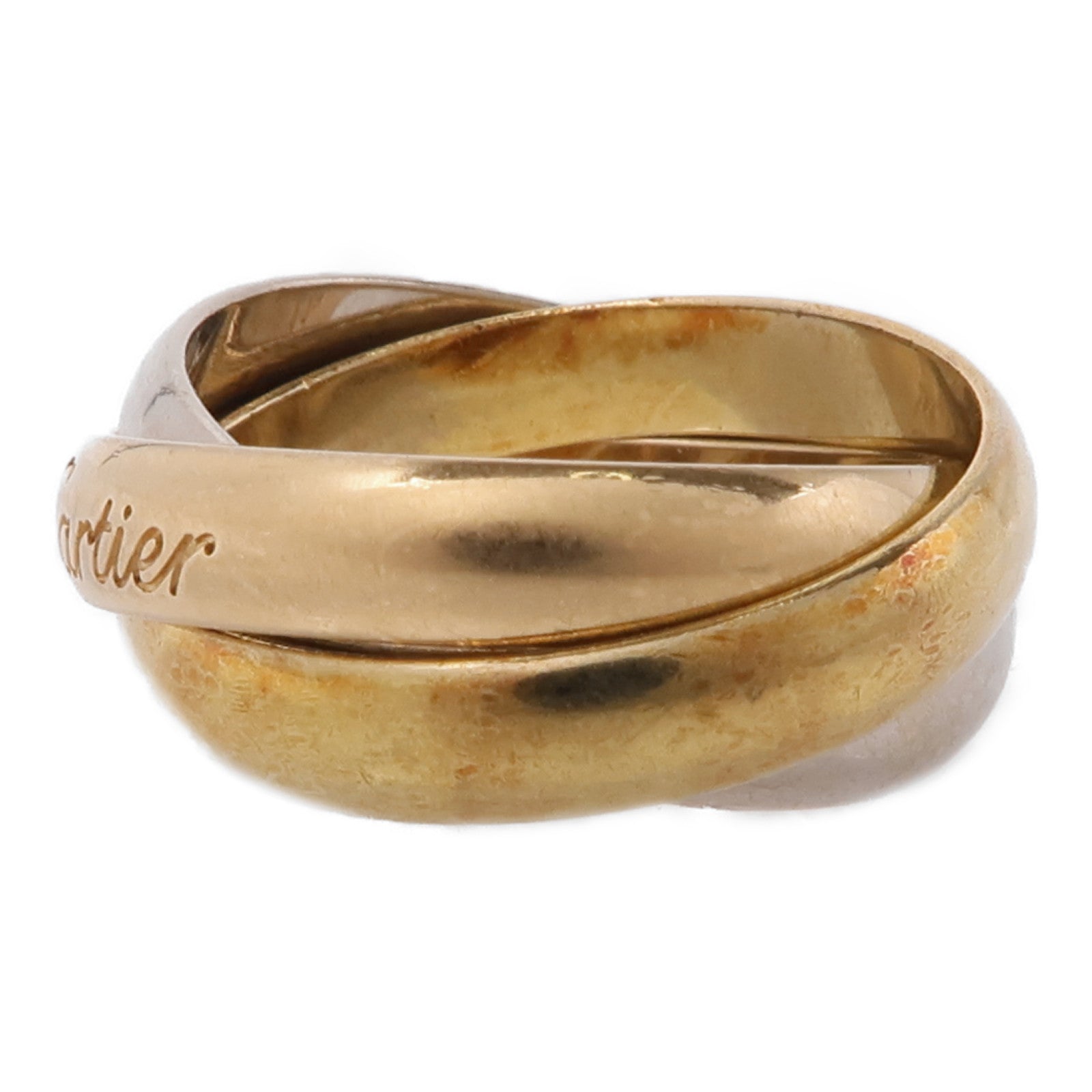 CARTIER 18K黃金/白金/玫瑰金Trinity戒指Cartier#48/US#4.5