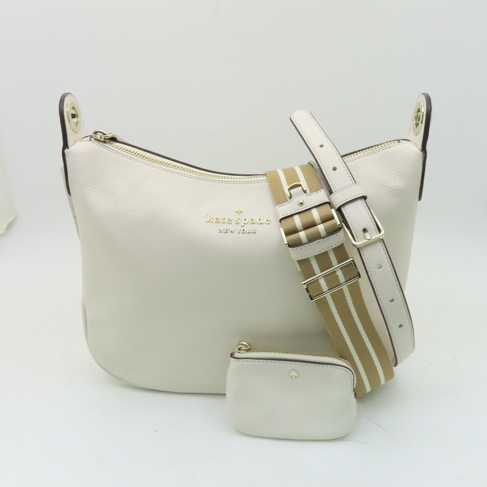 Kate Spade 【激減優惠】牛皮皮革Shoulder Bag金扣/銀扣肩背袋白色