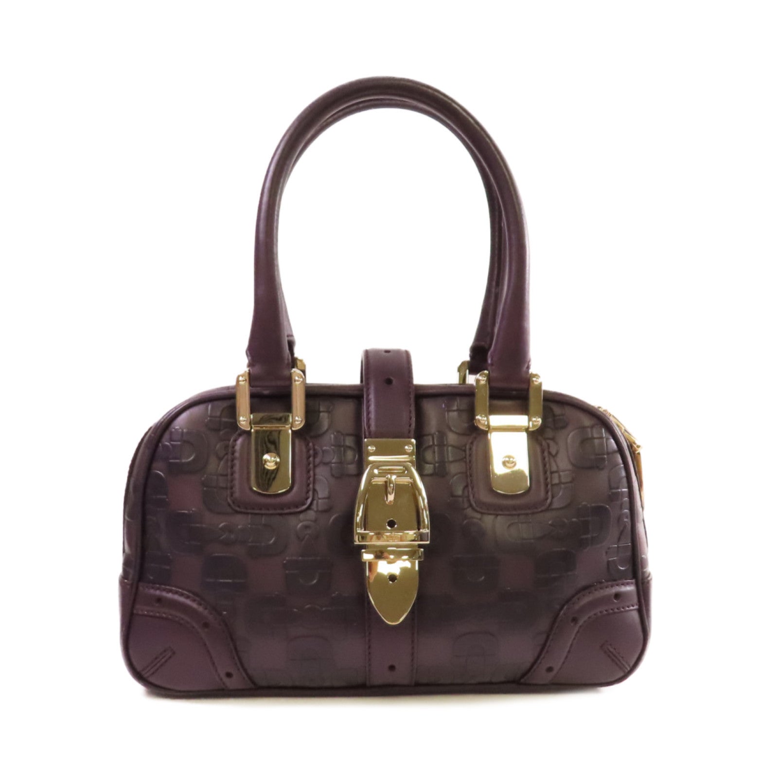 GUCCI 牛皮皮革Horsebit Handbag金扣手挽袋紫色