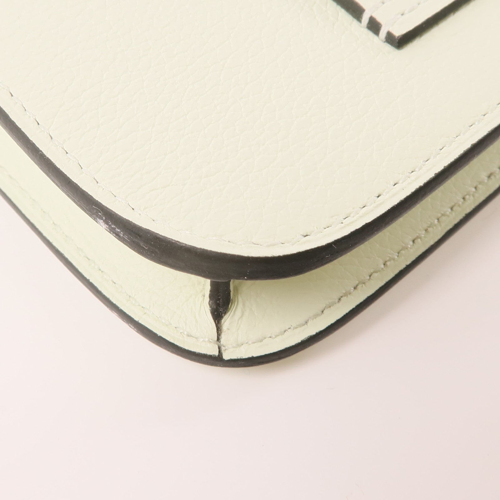 HERMES Evercolor皮革Constance Slim銀扣手拿包綠色
