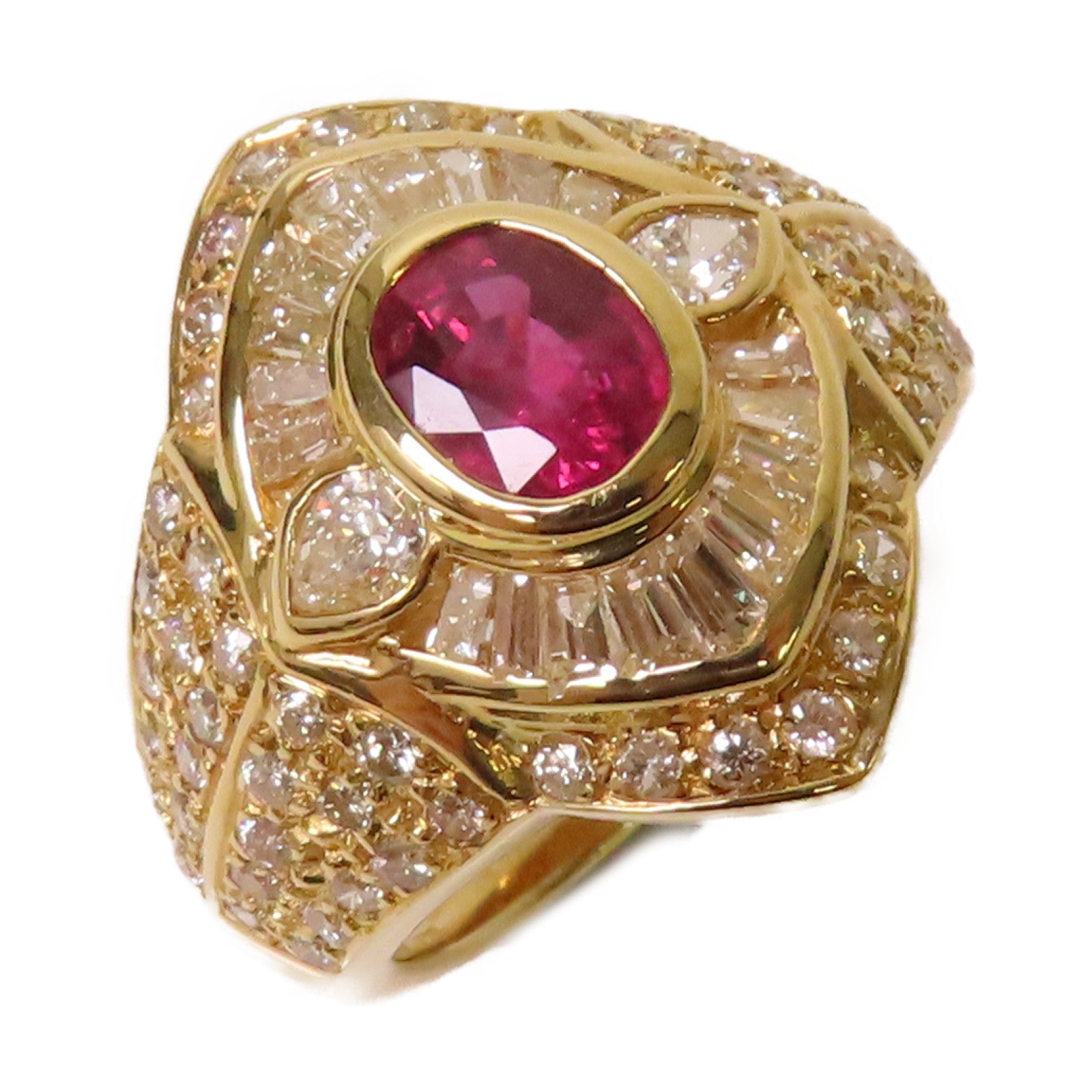 JEWELRY 【激減優惠】18K黃金/1.28ct紅寶石/1.51ct鑽石Ruby Ring戒指US#6.75