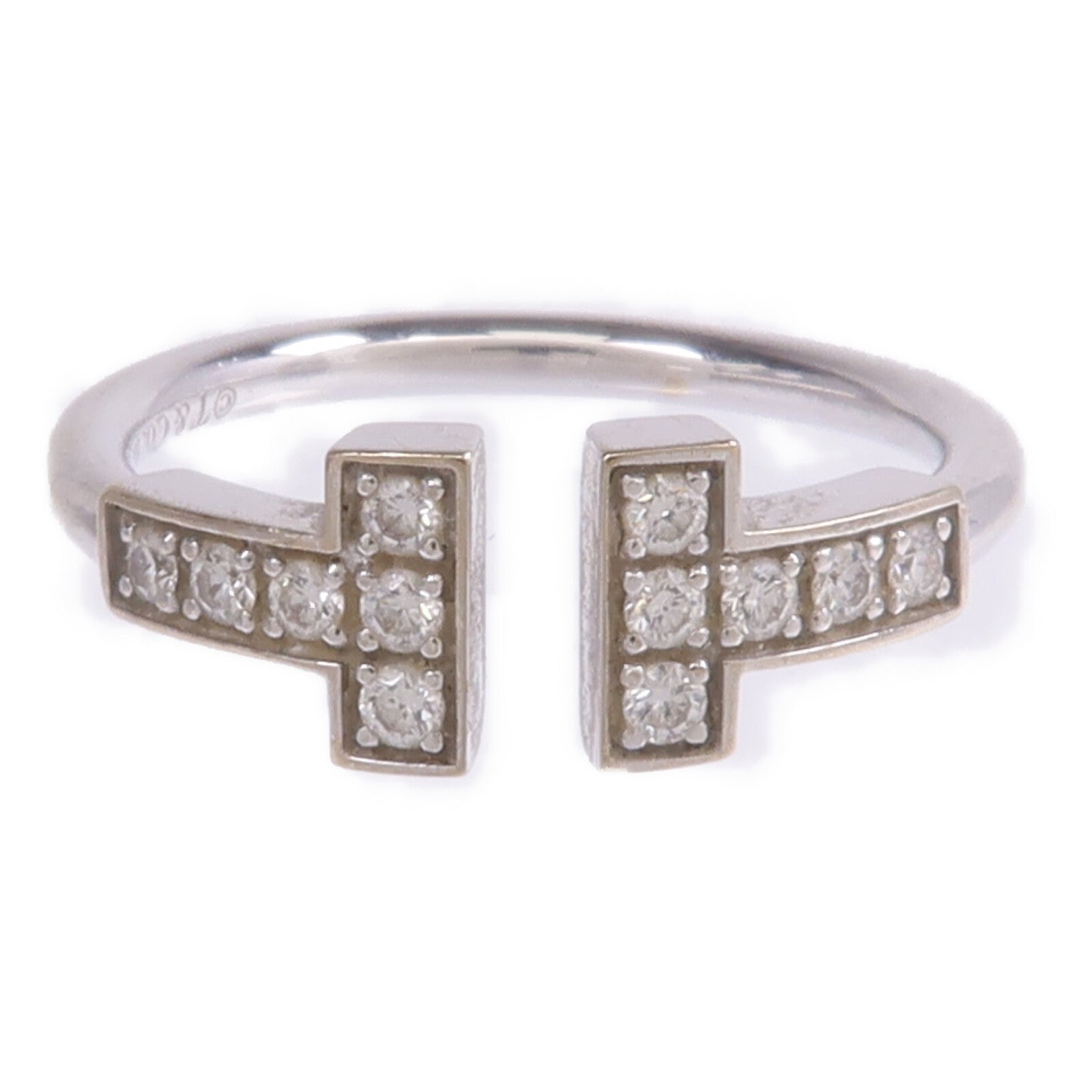 TIFFANY＆CO 18K白金T Diamond Wire Ring鑽石戒指US#4