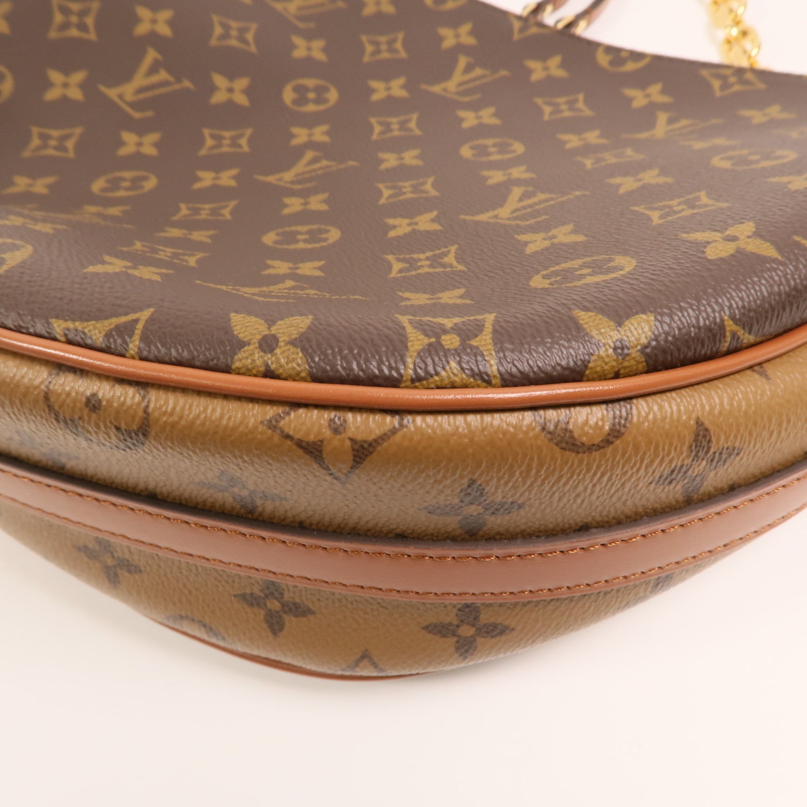 LOUIS VUITTON Monogram Reverse Loop Hobo金扣手挽肩背兩用袋