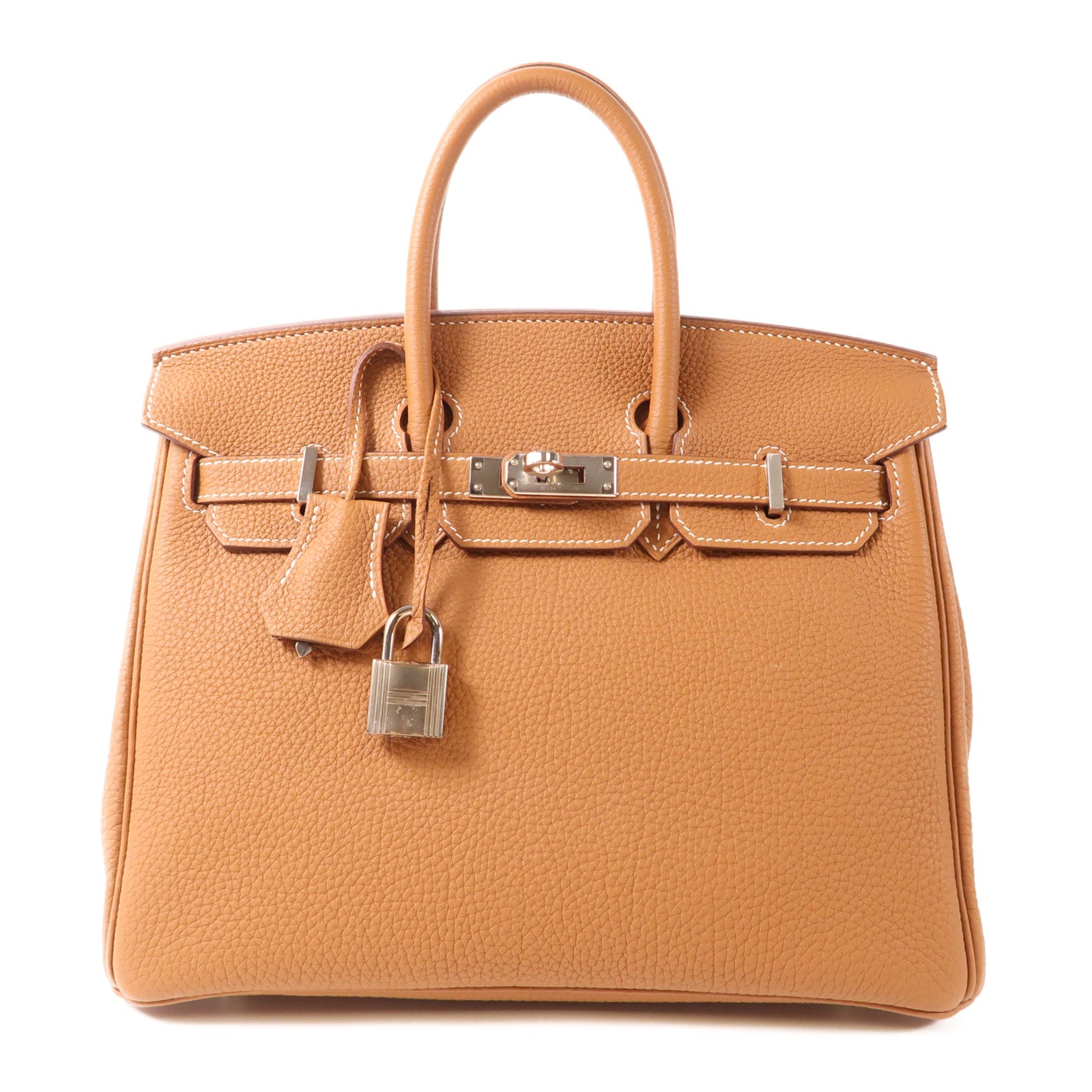 HERMES Togo皮革Birkin 25銀扣手挽袋Gold