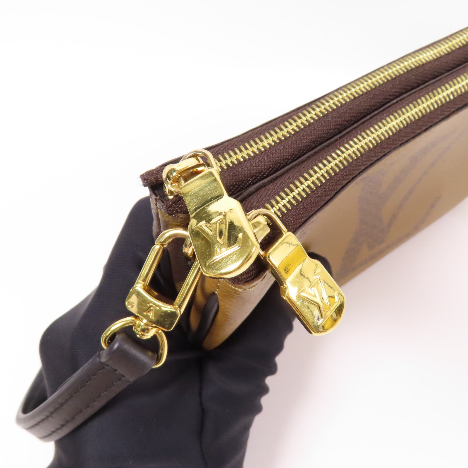 LOUIS VUITTON LV GHW Double Zip Pochette Shoulder Bag M69203 Monogram Reverse