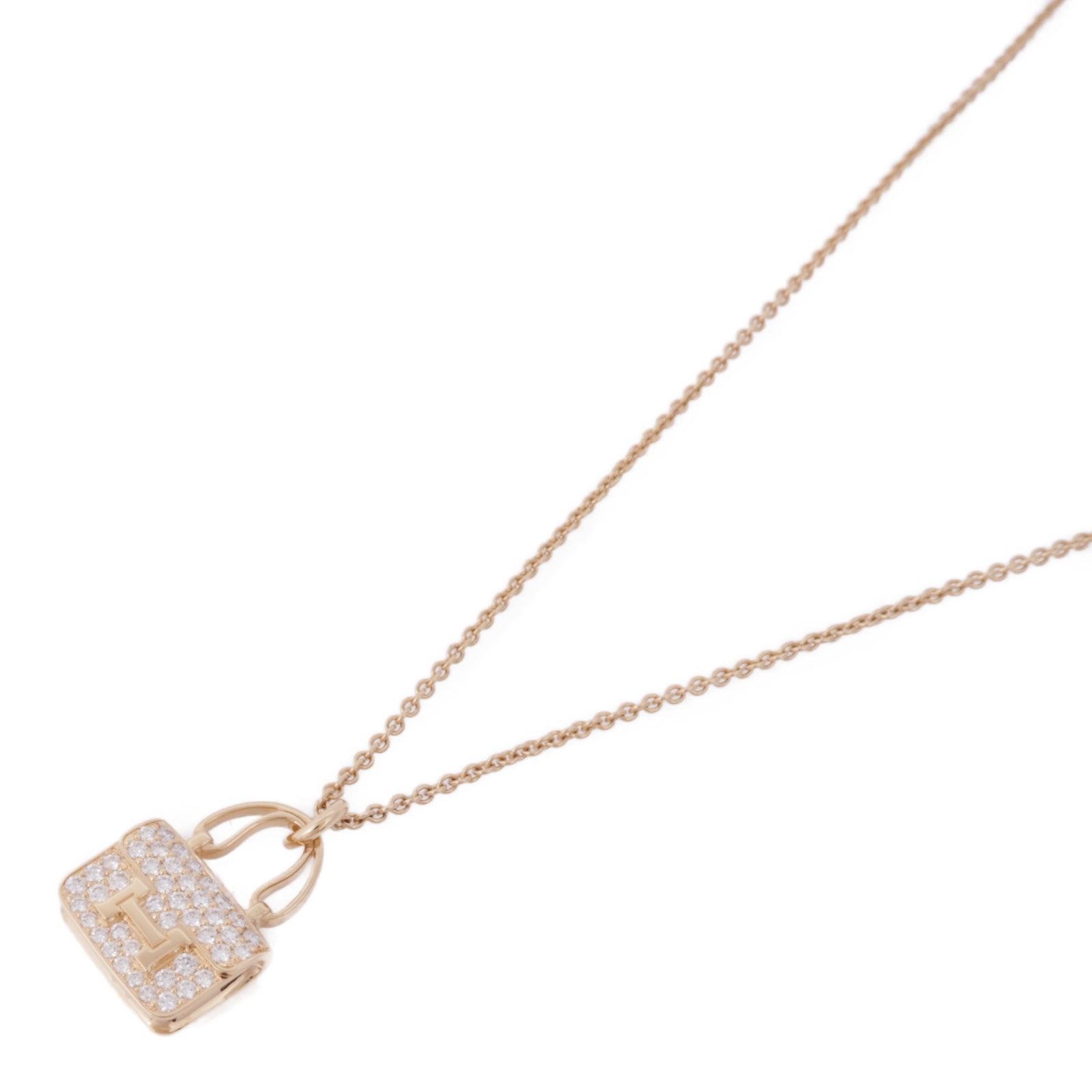 HERMES 18K玫瑰金Amulettes Constance Pendant鑽石項鍊