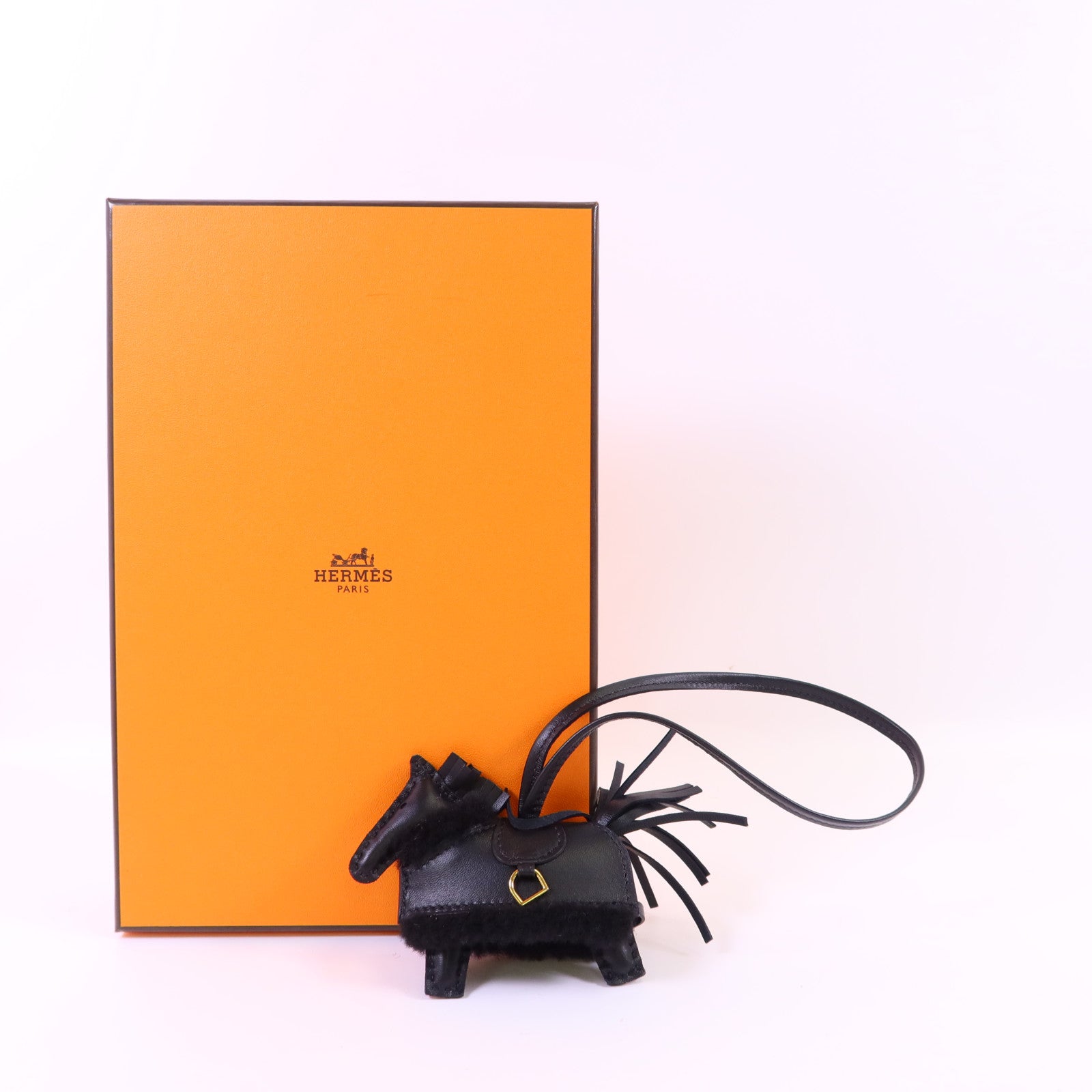 HERMES Milo皮革/羊毛Robeo Plush PM金扣掛飾