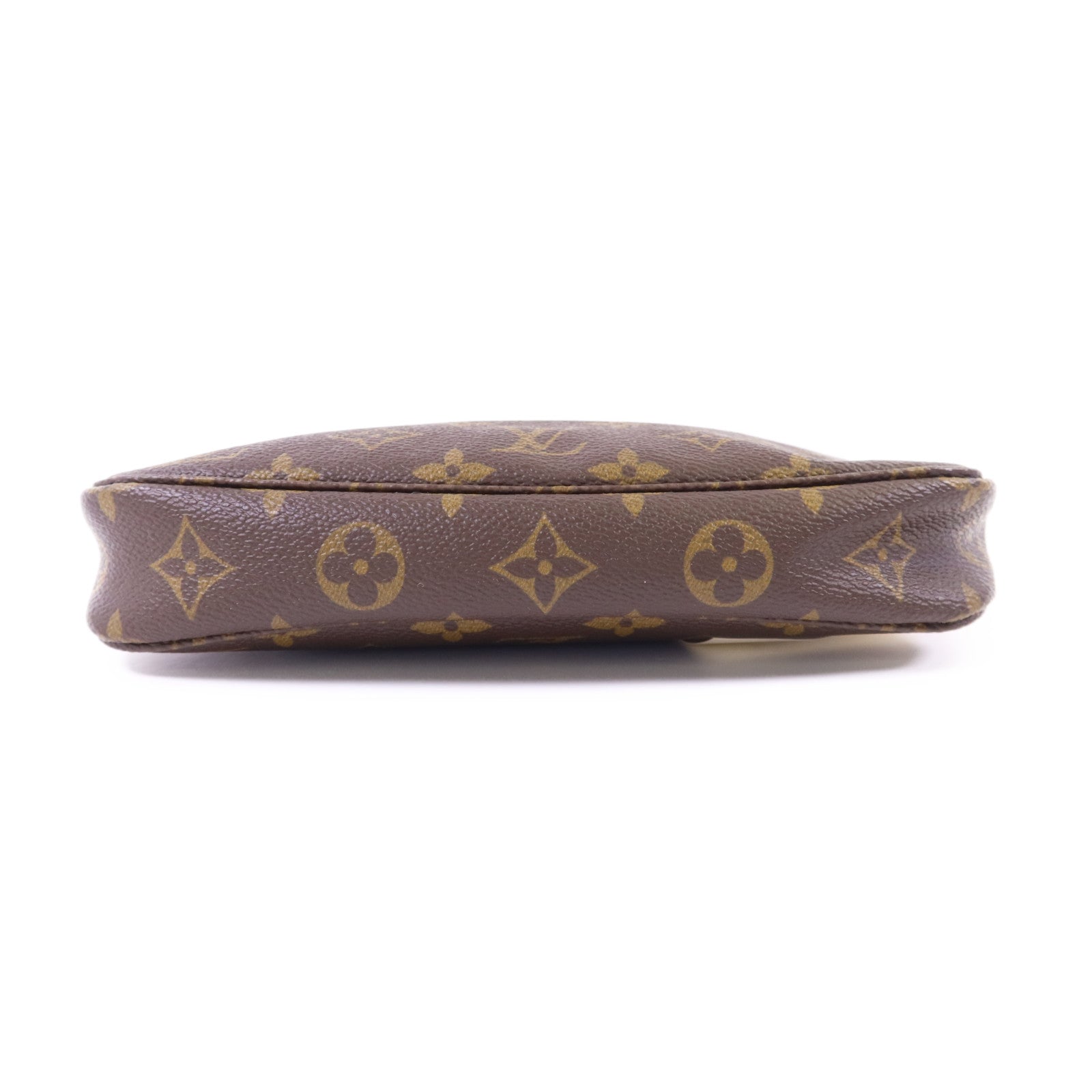 LOUIS VUITTON Monogram Pochette Accessoires金扣手挽袋棕色