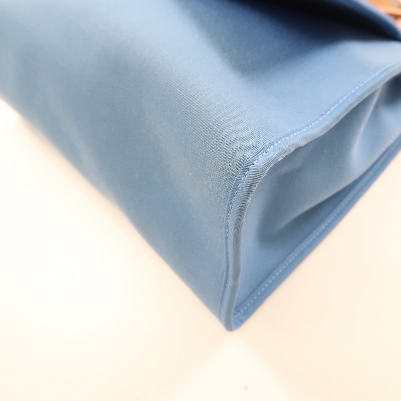 HERMES 帆布/皮革Herbag PM銀扣手挽肩背兩用J7 Bleu Lin/灰水藍