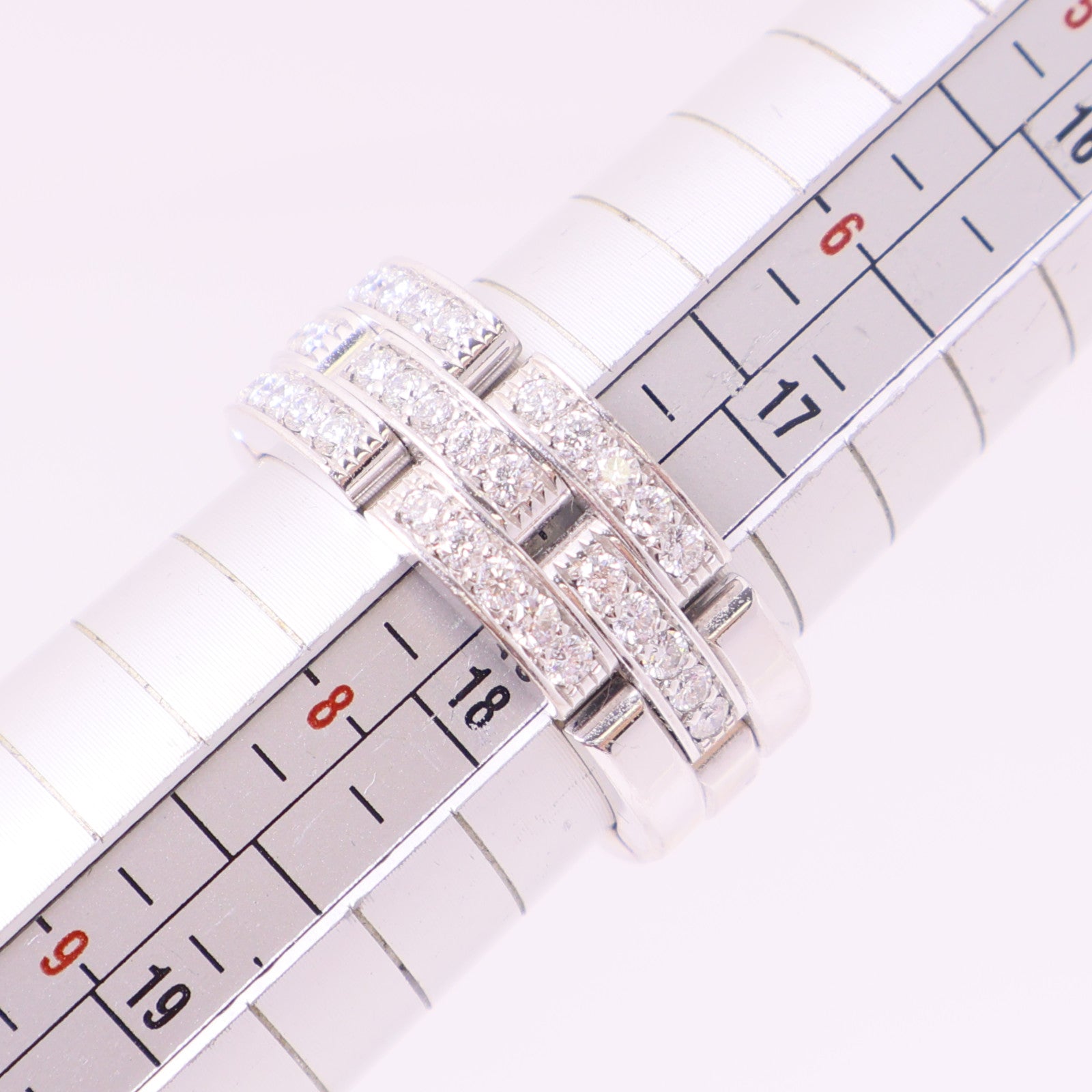 CARTIER 18K白金Maillon Panthere Ring鑽石戒指US#7.25