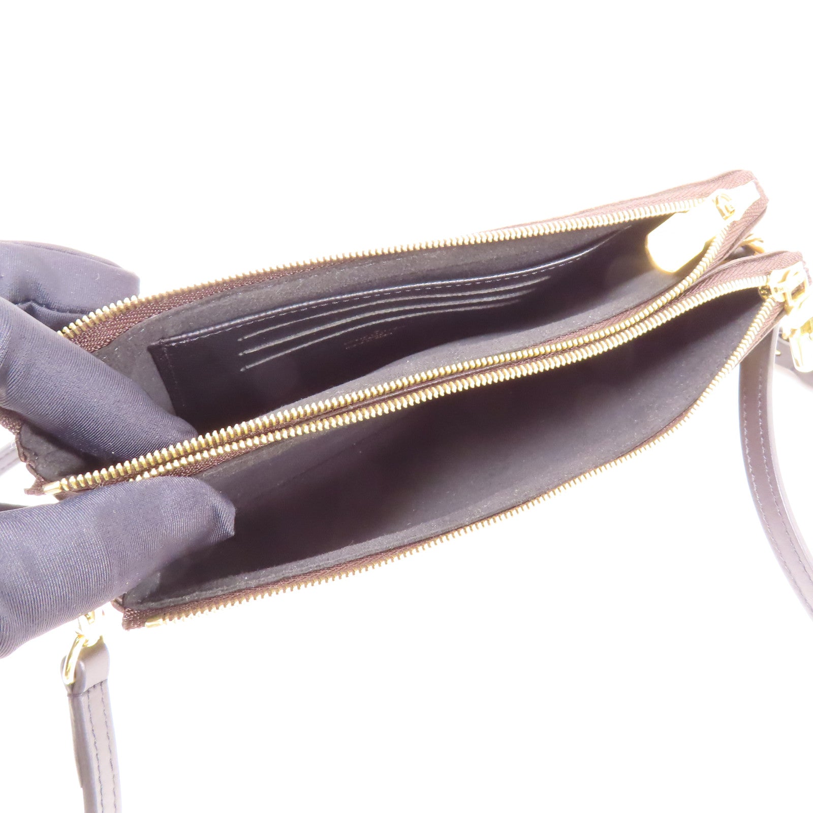 LOUIS VUITTON LV GHW Double Zip Pochette Shoulder Bag M69203 Monogram Reverse