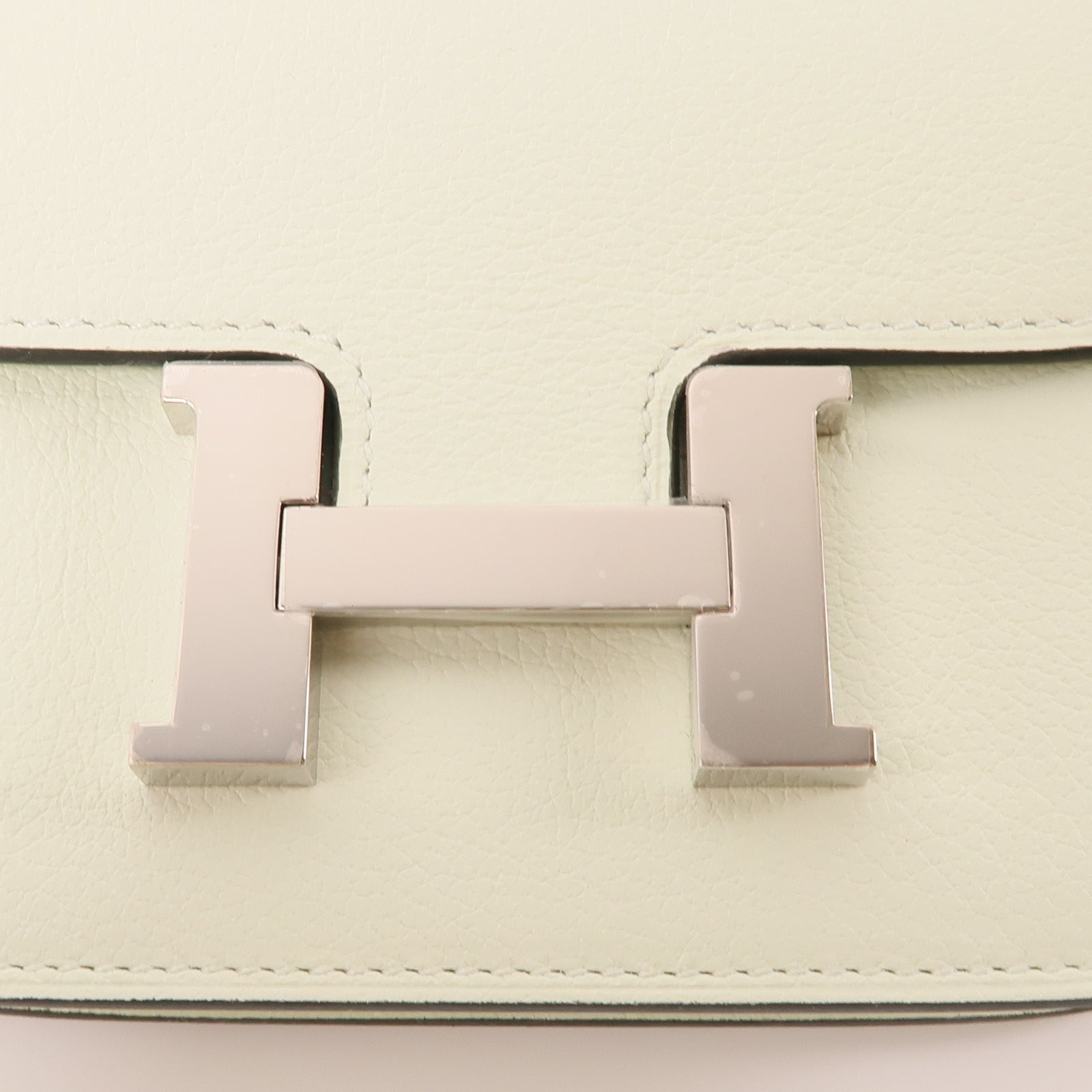 HERMES Evercolor皮革Constance Slim銀扣手拿包綠色