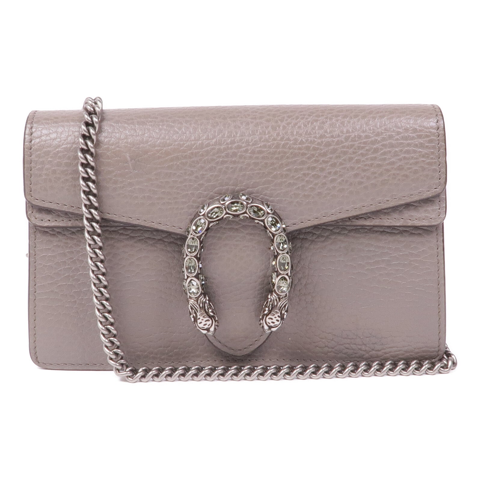 GUCCI 牛皮皮革Chain Shoulder銀扣鏈帶肩背袋