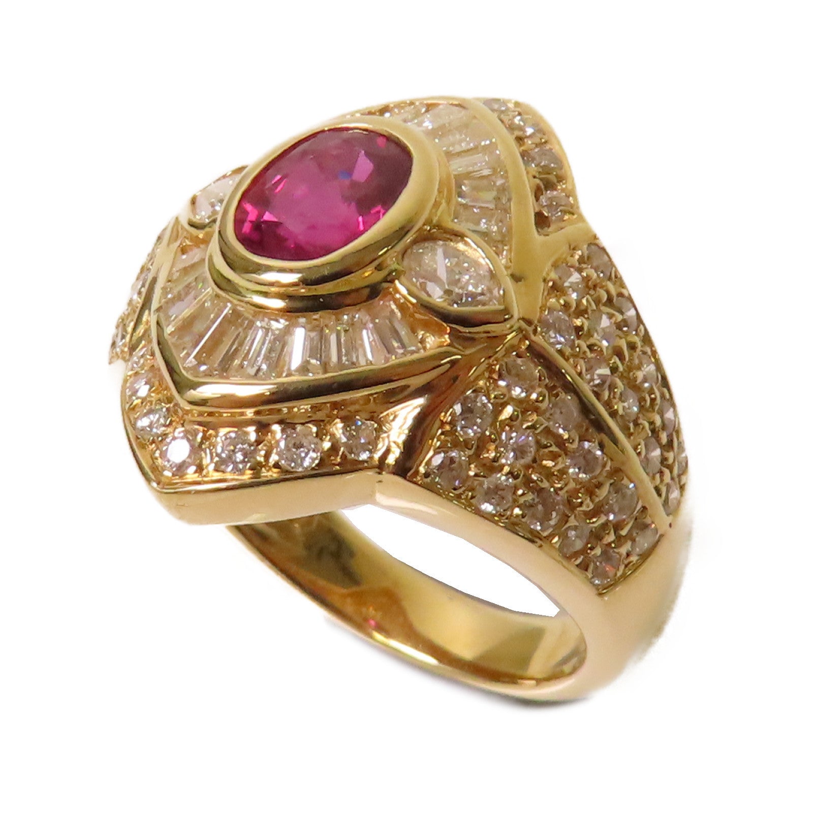 JEWELRY 【激減優惠】18K黃金/1.28ct紅寶石/1.51ct鑽石Ruby Ring戒指US#6.75