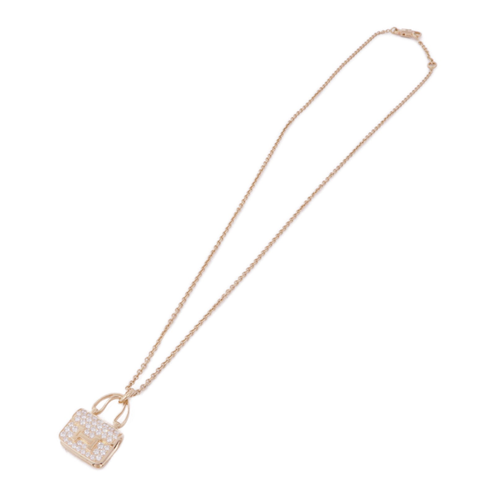 HERMES 18K玫瑰金Amulettes Constance Pendant鑽石項鍊