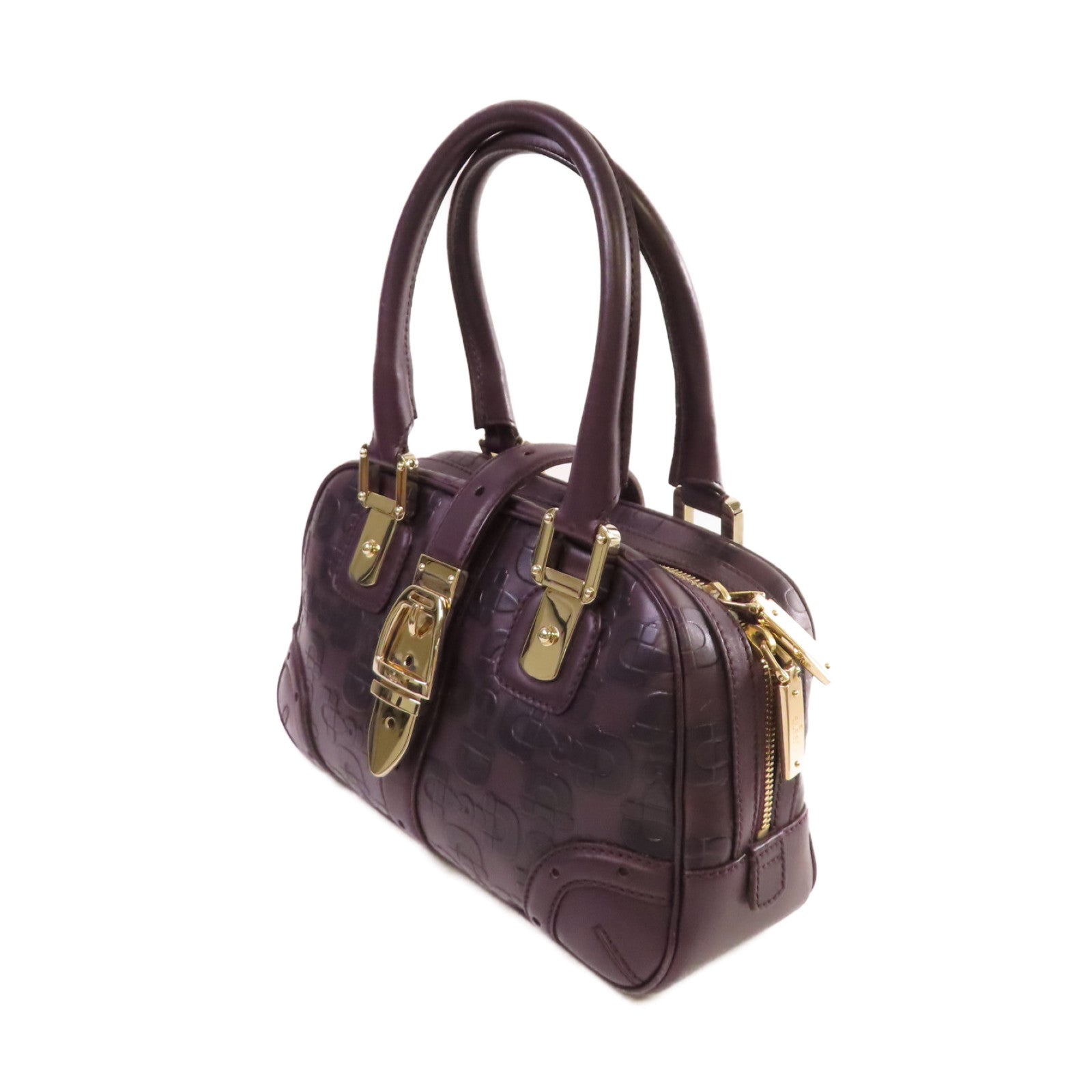 GUCCI 牛皮皮革Horsebit Handbag金扣手挽袋紫色