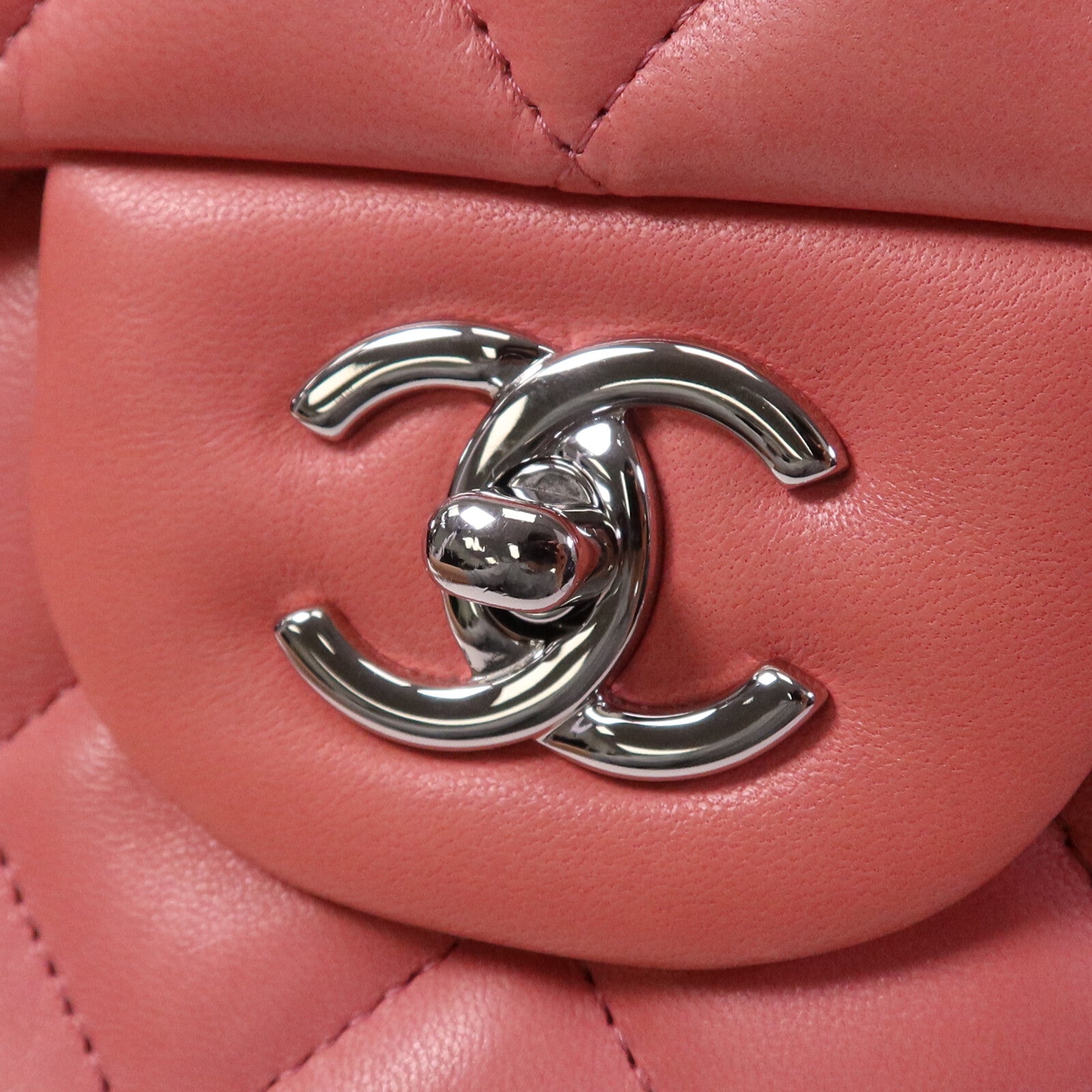 CHANEL 羊皮皮革Large Classic銀扣鏈帶肩背袋