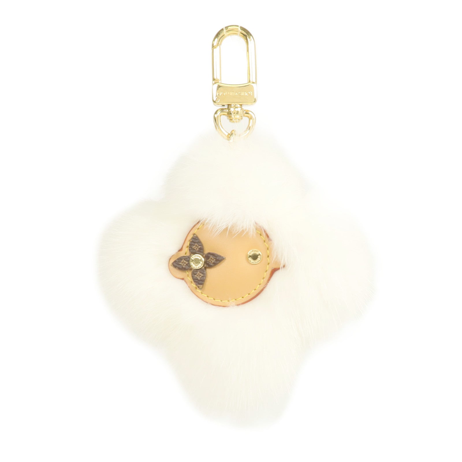 LOUIS VUITTON 貂皮/皮革Vivienne Fur Key Holder金扣鎖匙扣