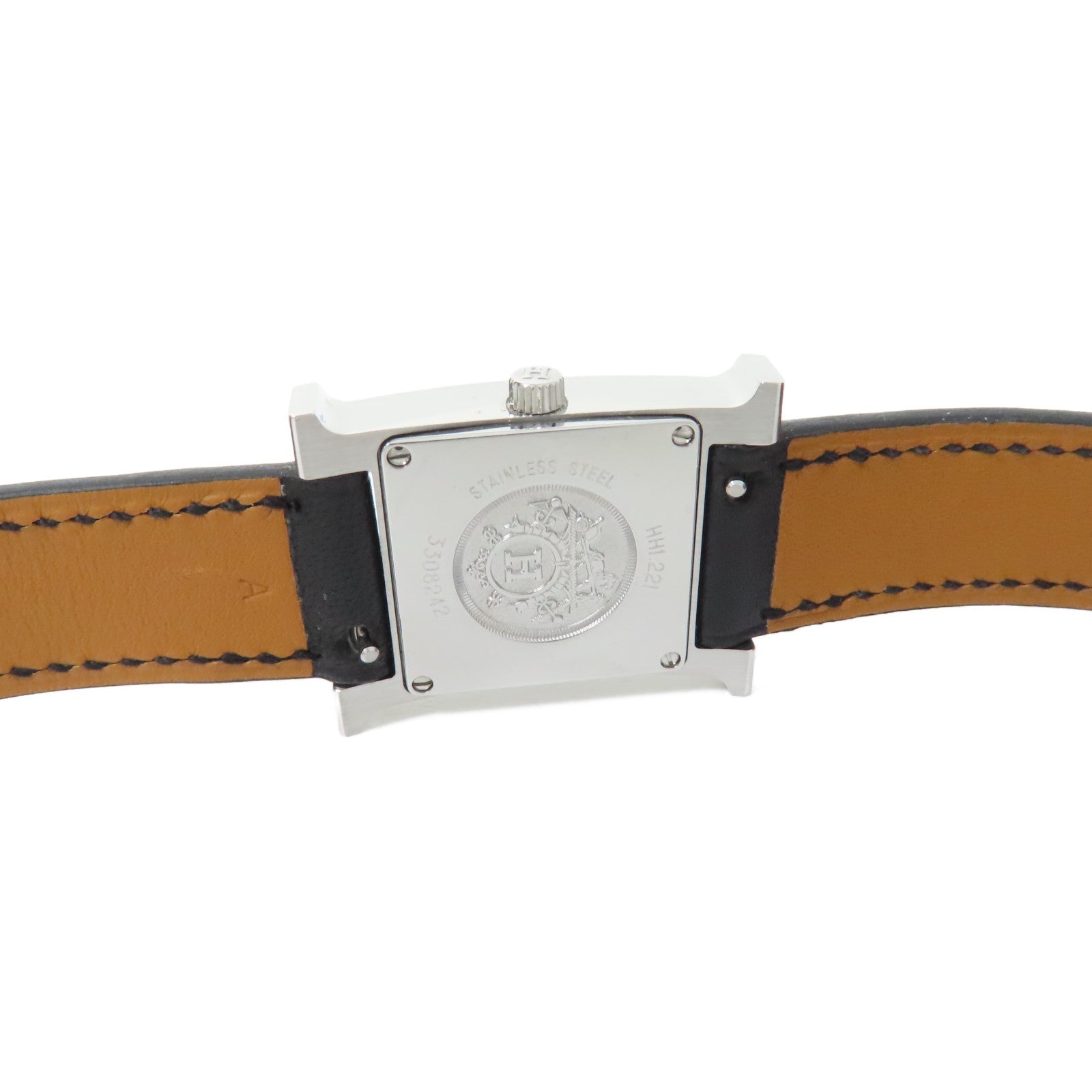 HERMES Heure H Watch 不鏽鋼/Swift皮革手錶石英機芯Noir/黑色
