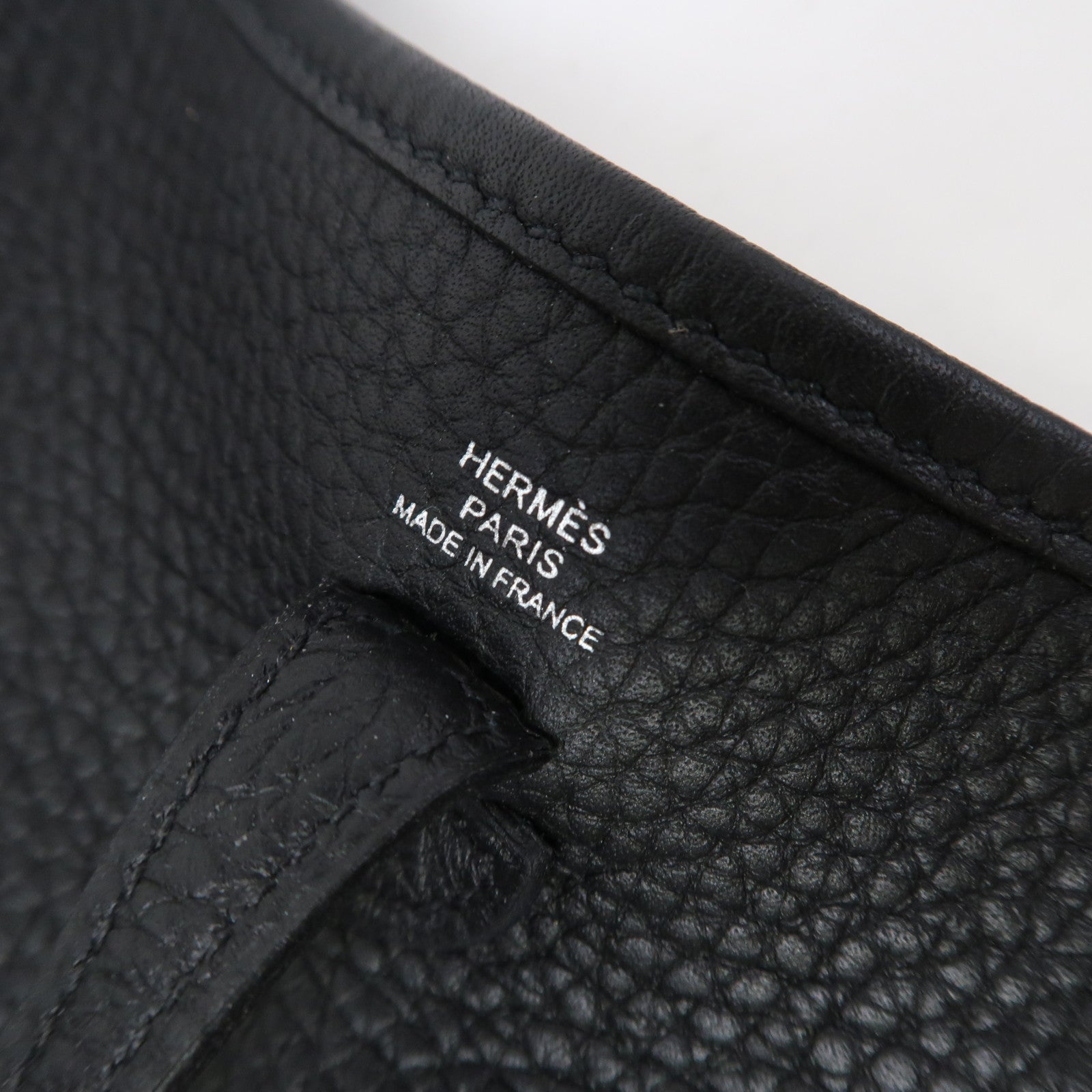 HERMES Clemence皮革Evelyne TPM銀扣肩背袋黑色