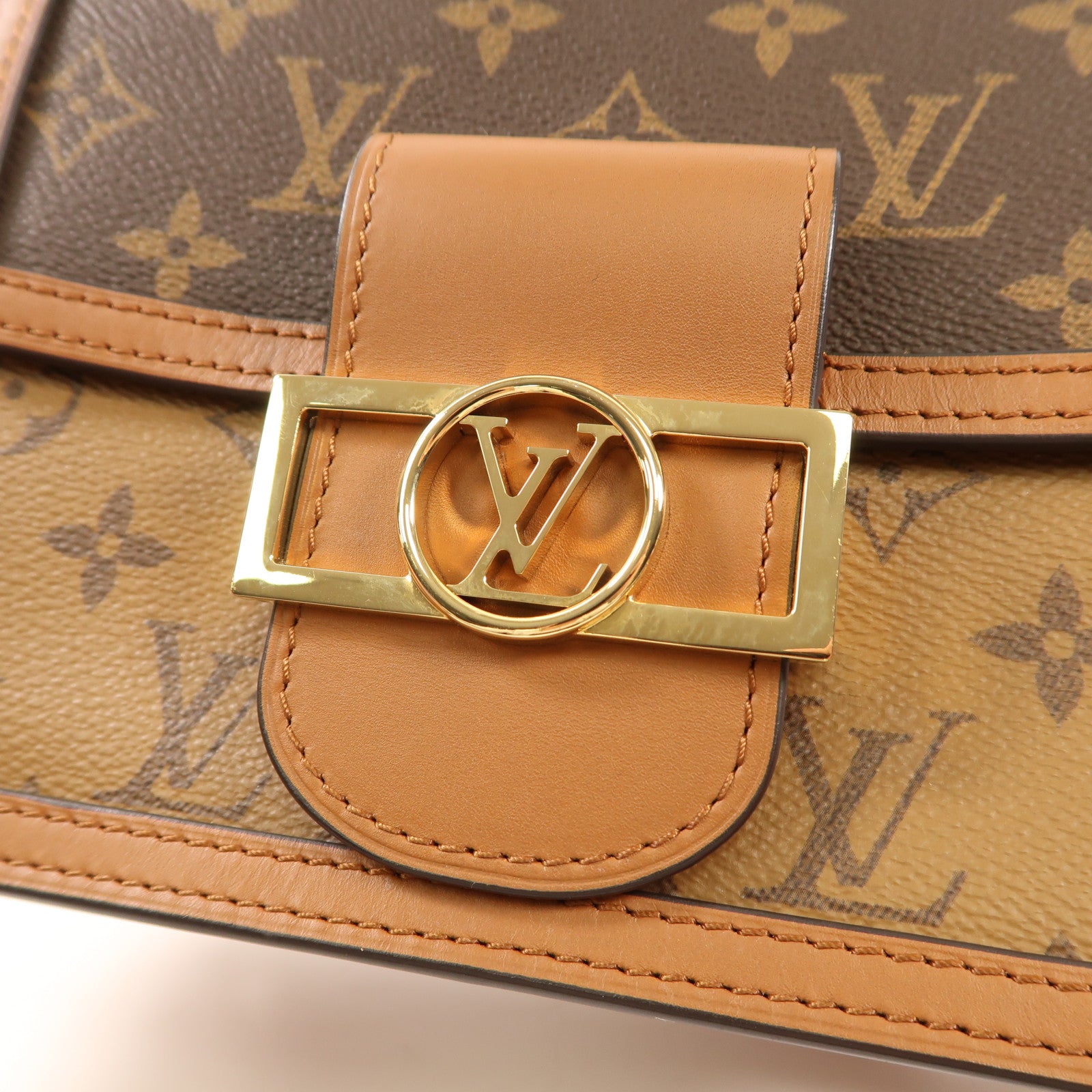 LOUIS VUITTON Monogram Reverse Mini Dauphine金扣肩背袋