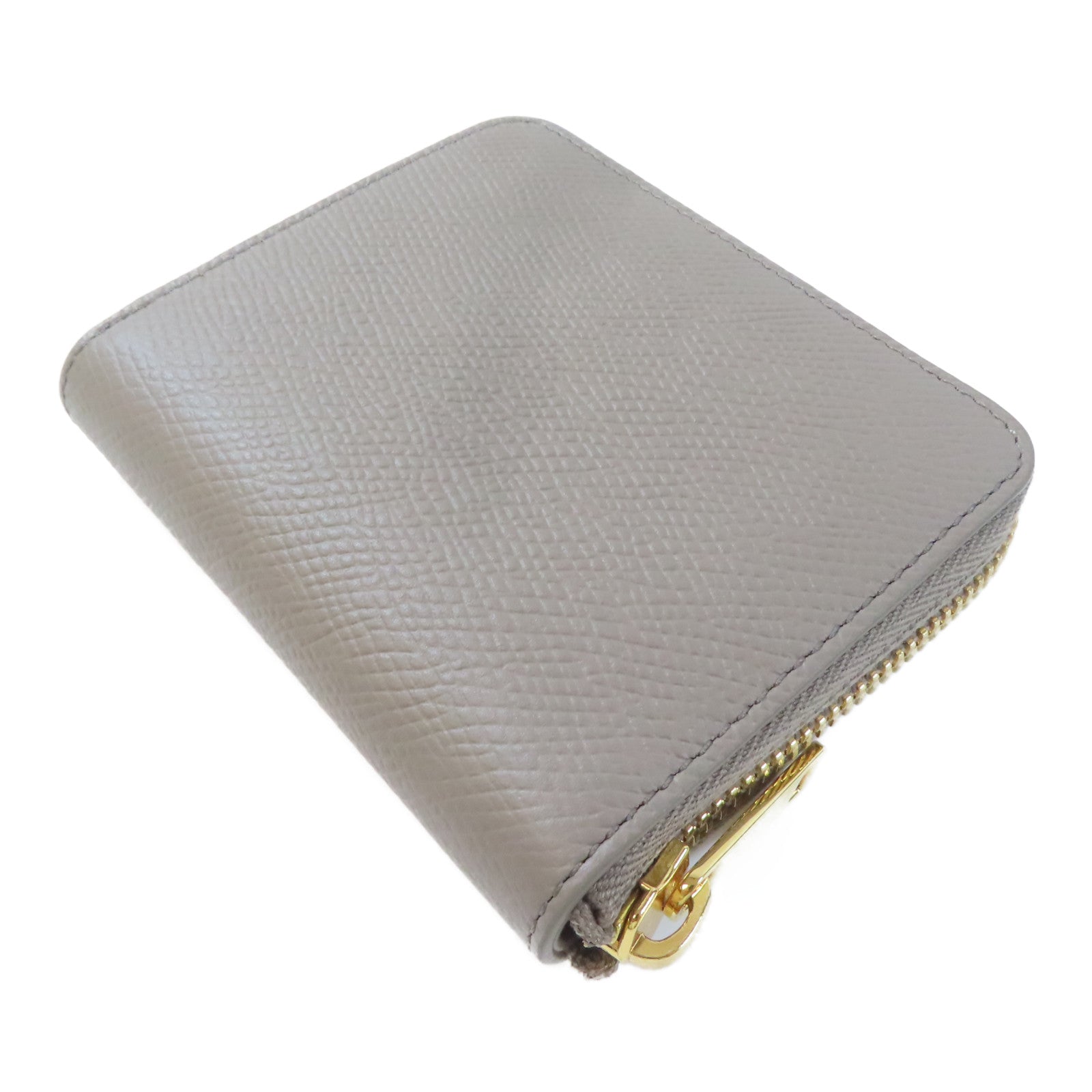 CELINE 牛皮皮革Small Zipped Wallet金扣錢包灰色