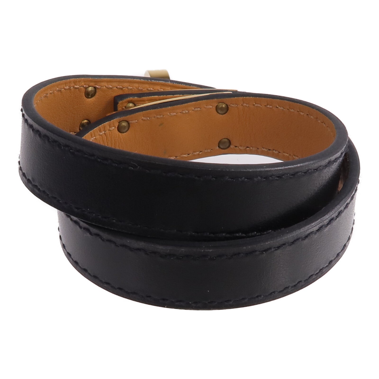 HERMES Box Calf皮革Kelly Double Tour金扣手鏈Noir