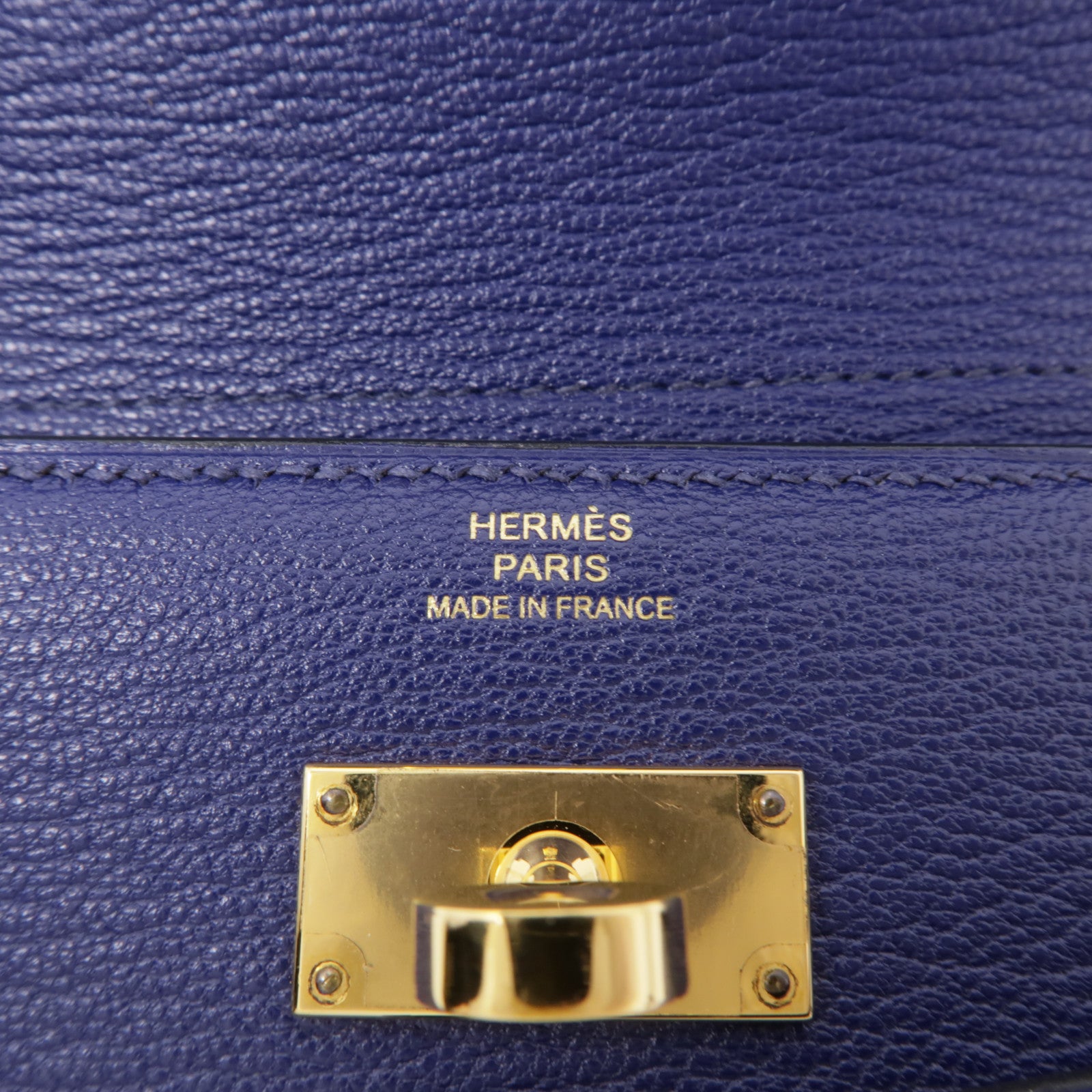 HERMES Chevre皮革Kelly Wallet錢包Bleu Encre