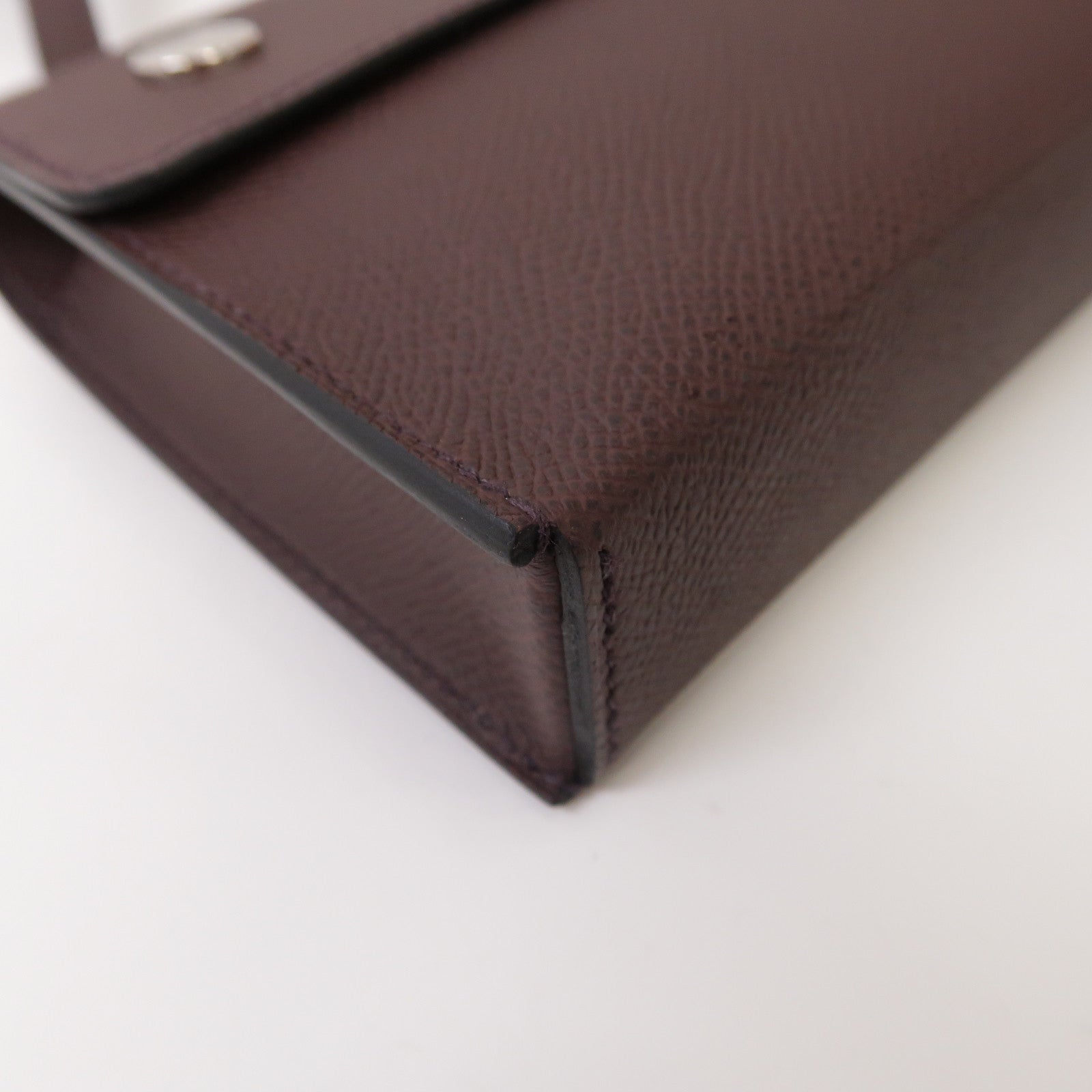 HERMES Epsom皮革Hermesnap Wallet銀扣肩背袋Rouge Sellier馬鞍紅色