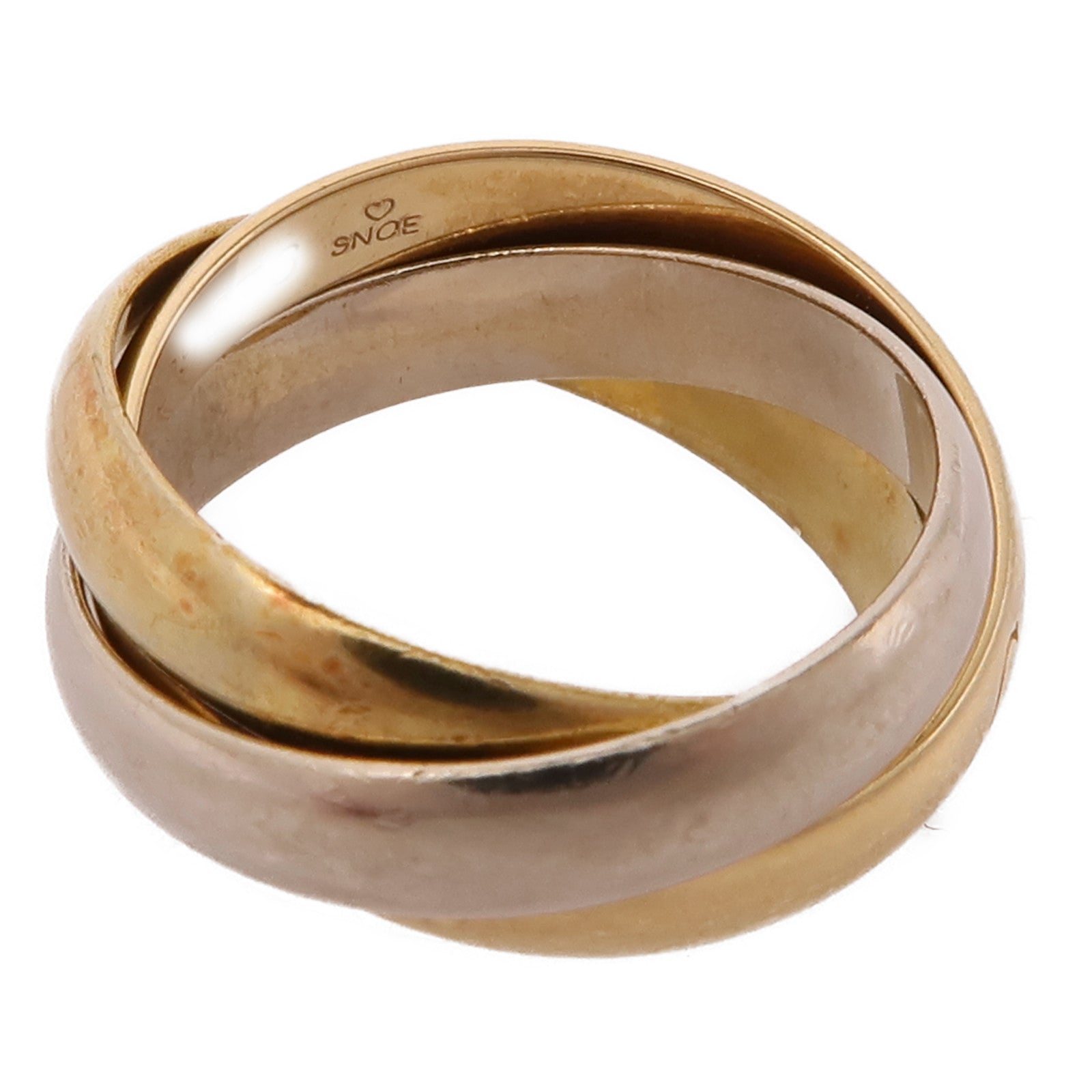 CARTIER 18K黃金/白金/玫瑰金Trinity戒指Cartier#48/US#4.5